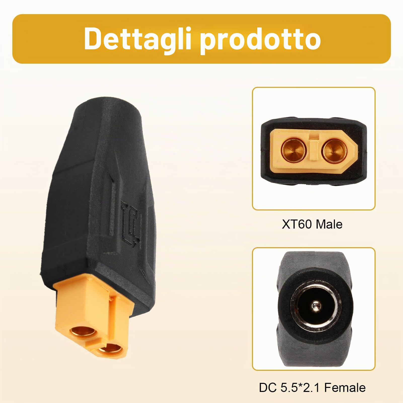2 Pezzi Adattatori da XT60 a DC5521, Connettore XT60 Femmina a DC 5,5mm x 2,1mm Femmina Senza Filo, XT60 a DC Adattatore Impermeabile per Saldatore TS100 Monitor FPV Drone RC LiPo Pannelli Solari
