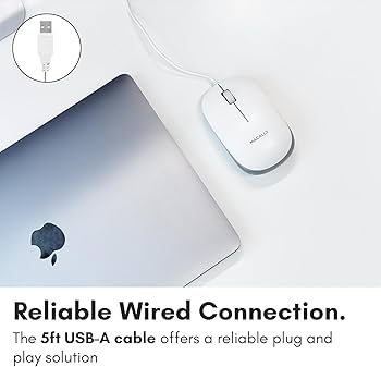Amazon | MACALLY USB有線マウス 3ボタン付き、スクロールホイール、5