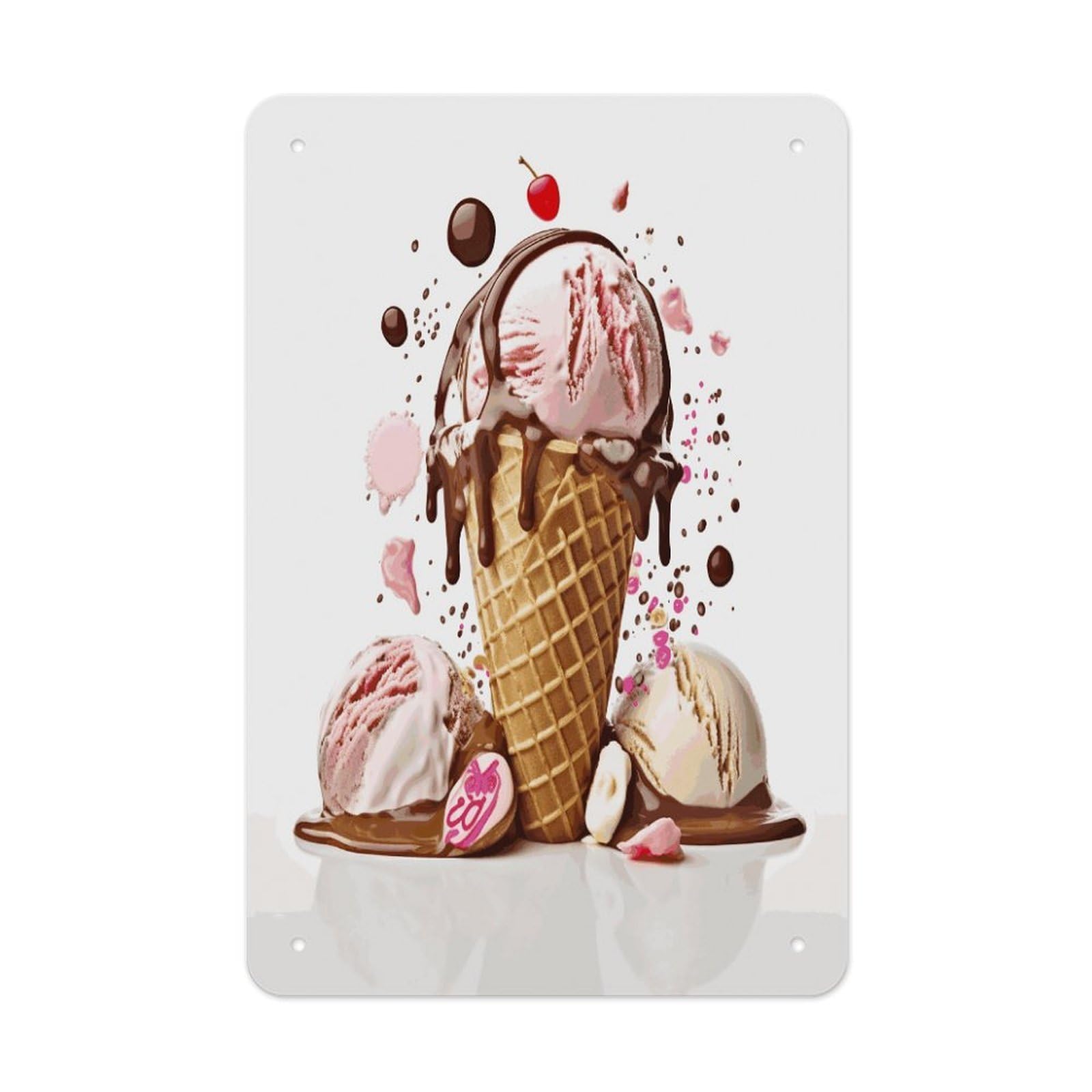Btcowzrv Style Ice Cream Metal Tin Sign Wall Decor Hanging Plaque