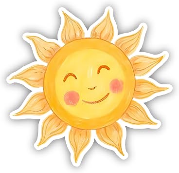 Sun Stickers Funny Vinyl Bumper Sticker for Car, Waterproof Decal for Waterbottle and Laptop 5"