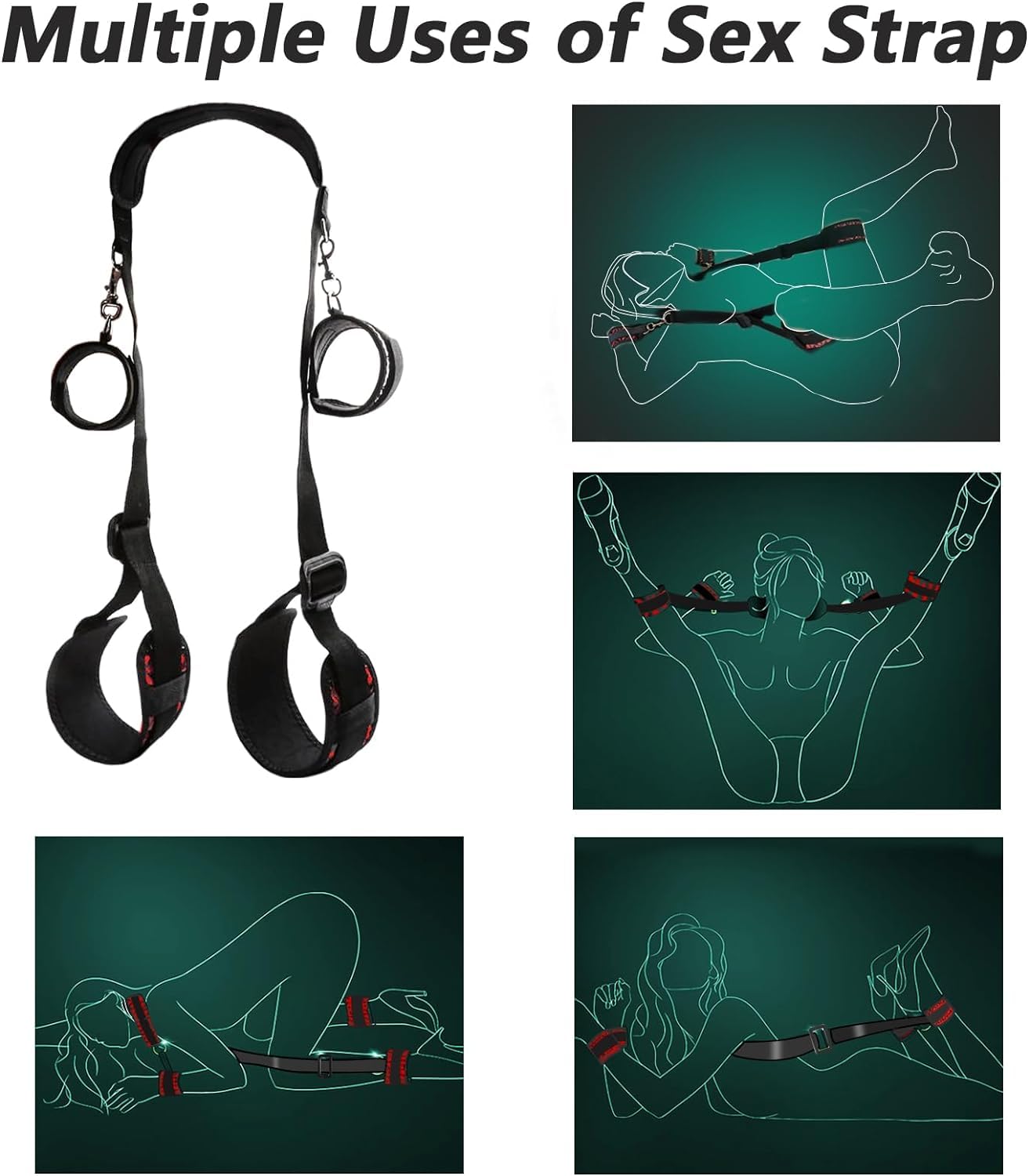 Sex Toys - Cuscino con cintura per bondage in pelle, per coppie, supporto per posizione profonda, sesso imbracatura regolabile, per donne e uomini