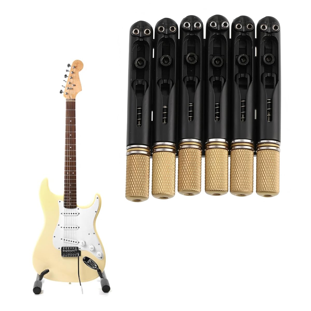 Grobo Cordal De Puente De Guitarra Eléctrica Sin Cabeza De 6 Cuerdas De 10,5 Mm, Dispositivo De Bloqueo De Cuerda Fija De Guitarra, Negro