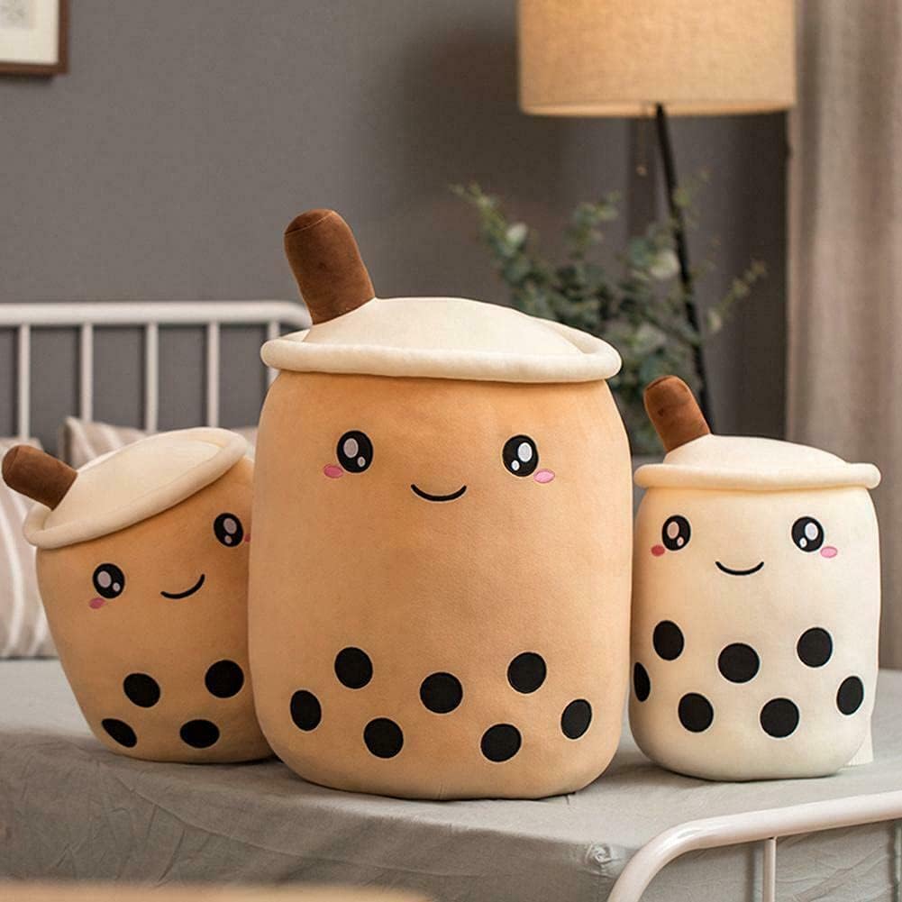 VHYHCY Cute Stuffed Boba Plush Bubble Tea Plushie Pillow Milk Tea Cup Pillow Food Plushie, Soft Kawaii Hugging Plush Toys Gifts for Kids(Brown, 19.6 inch)