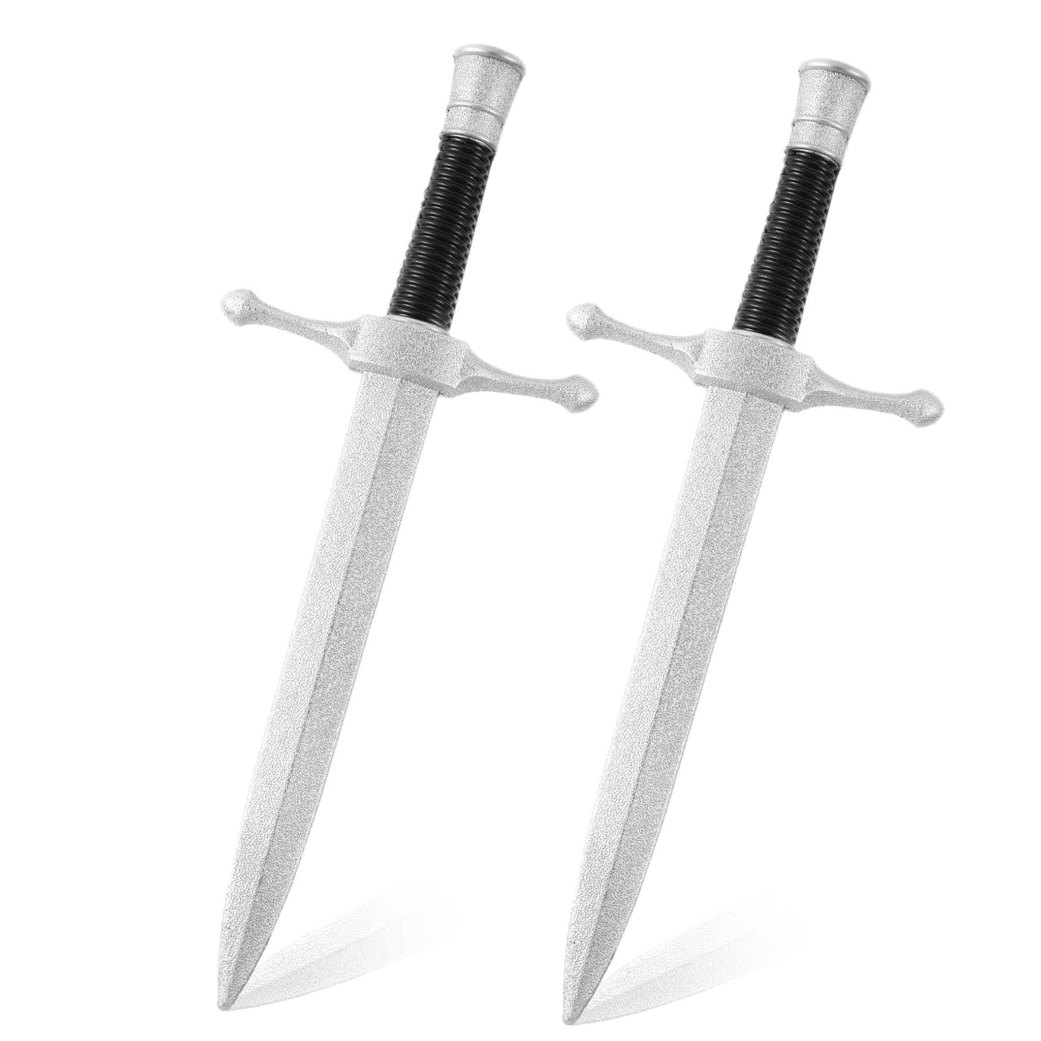 Photo 1 of 16" PU Foam Sword Prop -Medieval Knight Fake Dagger Role-Play Costume Accessory for Halloween Cosplay Kids and Adults (Black/Silver, Two Pieces)