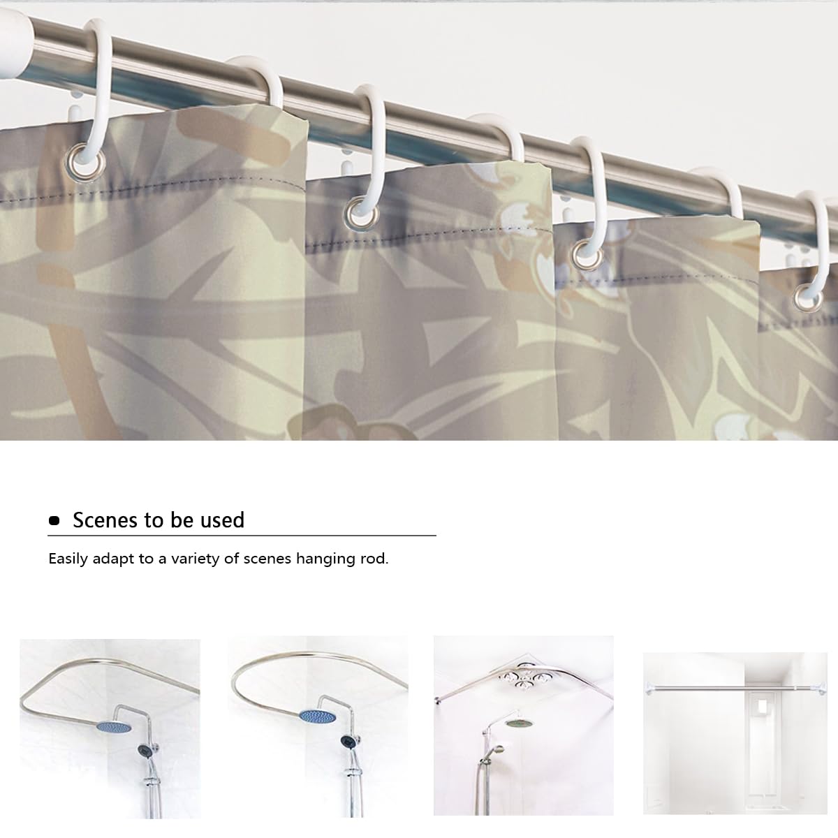 Cortina de Ducha Estilo Morris Crema Beige Baño 150x180cm
