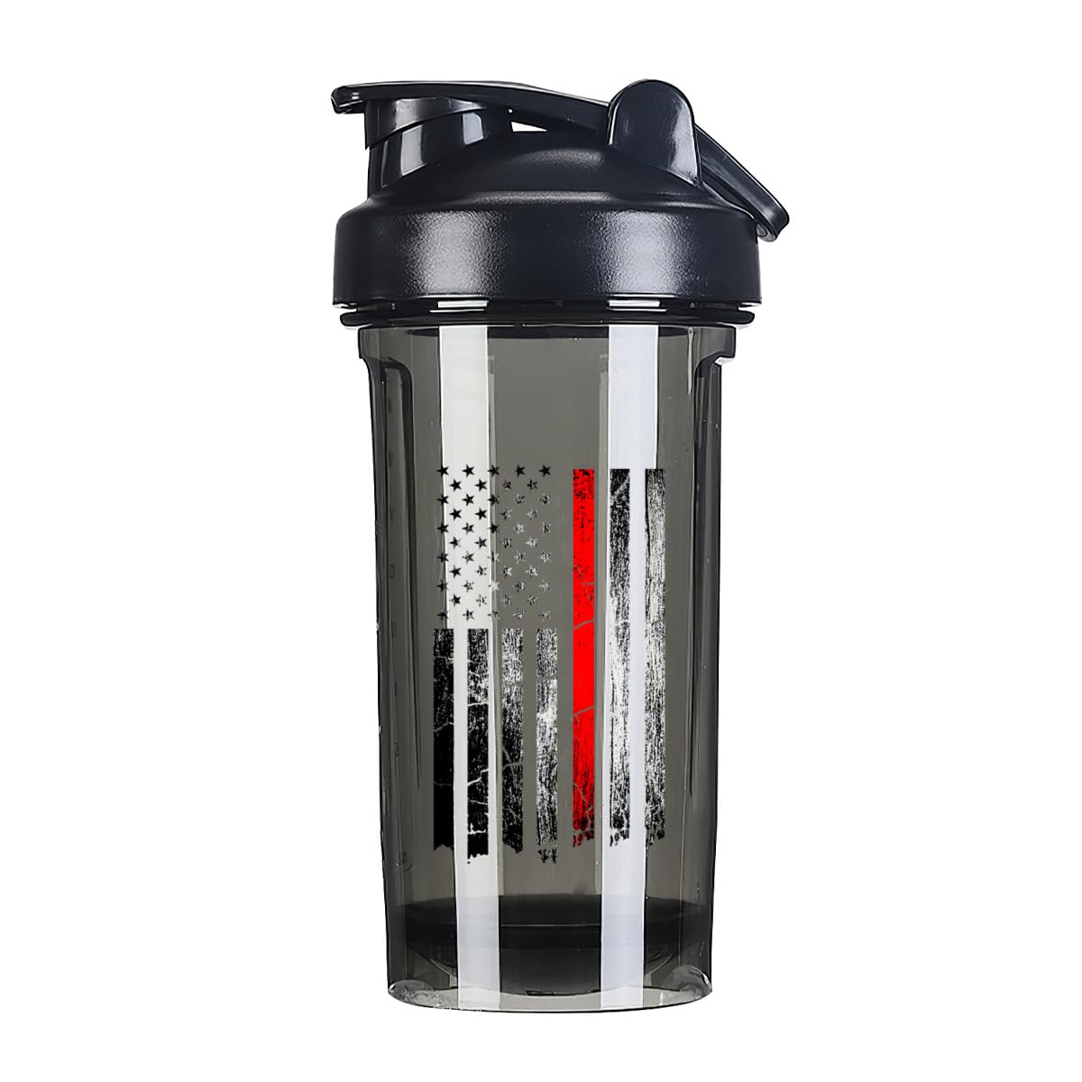 Firefighter Fireman Retired America Flag 2 18 Ounce Shaker Bottle Drink Mixer Leak-proof Pre Workout Protein Shakes Meal Replacement Shakes Bottles 500ML/18 Oz Black