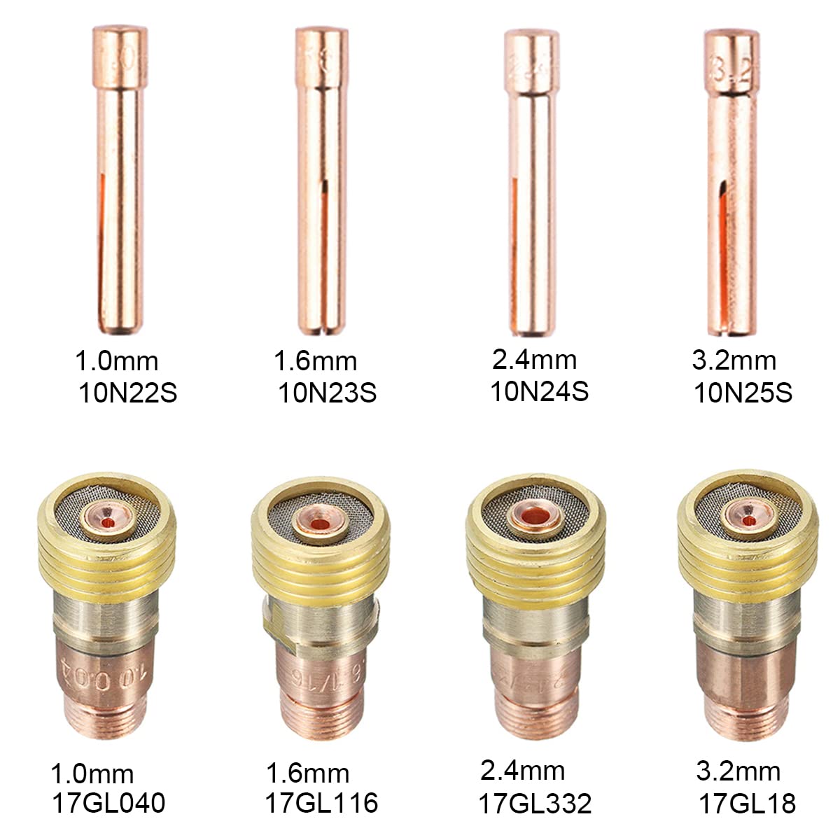 para TIG Kit de Lentes de Gas para soplete de Soldadura #10 Glass Cup Kit, para TIG Welding Torch Accessories Stubby Gas Lens para DB SR WP 17 18 26