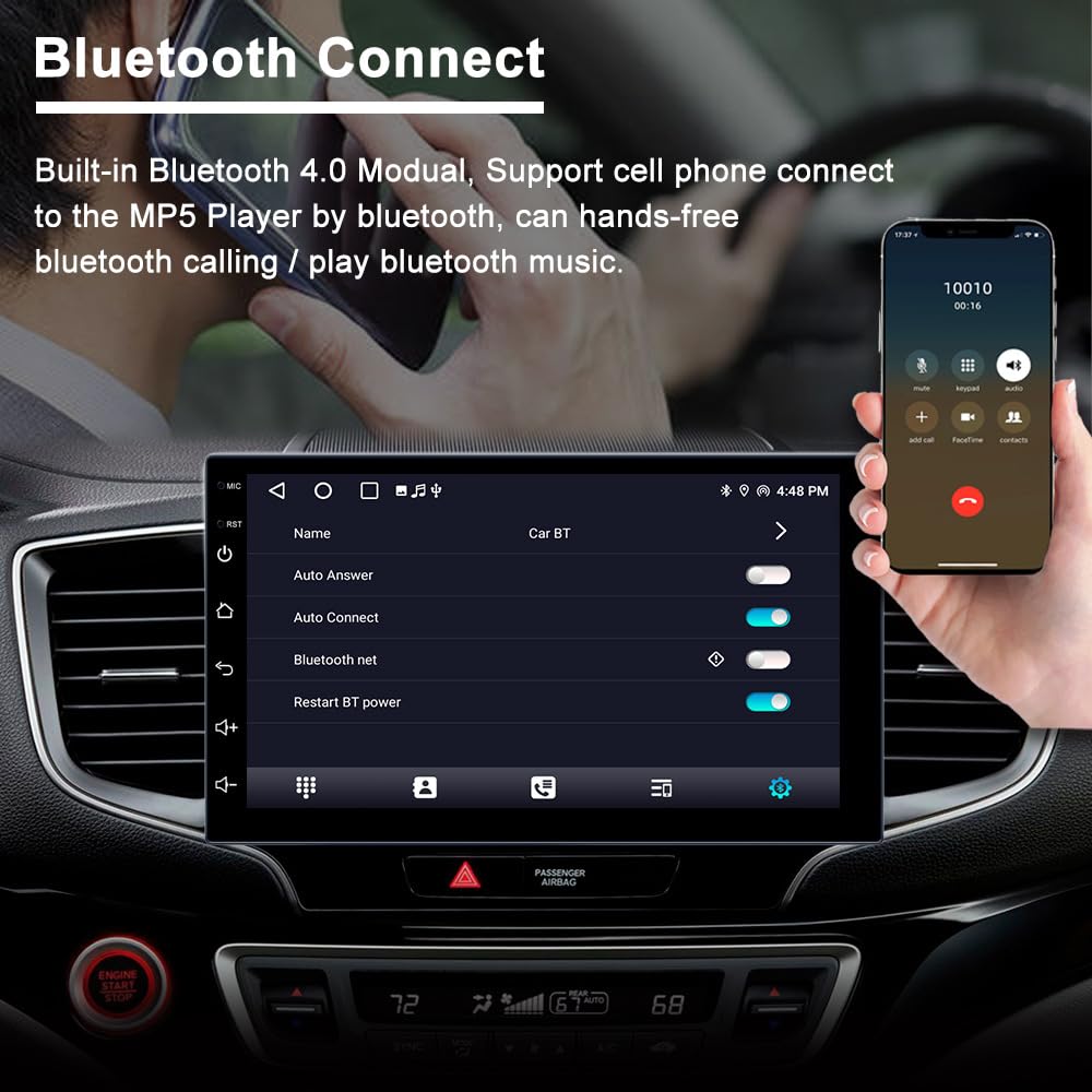 GPS Navigationsgerät für Auto LKW,Car Autoradio mit A-pple Carplay&Android Auto, Europa UK 52 Karten, Lebenslang kostenloses Kartenupdate, Blitzerwarnung Fahrspurassistent Spracheführung