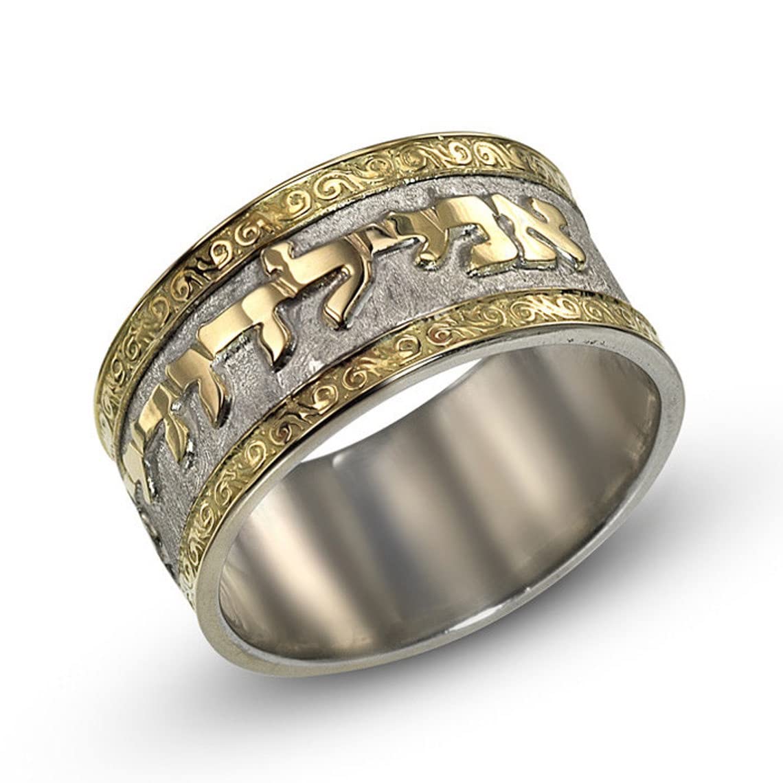 Handmade Gam Ze Yaavor Hebrew Letters Classic Wedding Band Ring in 14k Yellow Gold and 925 Sterling Silver Size 4 to 13.5 Jewelry