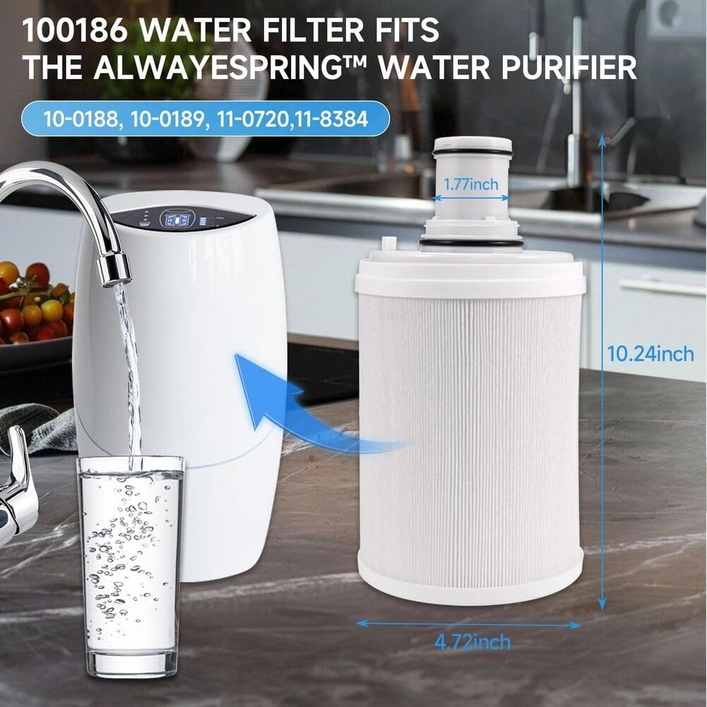 Wasserfilter Kartusche Ersatz für eSpring 100186M und 100188CH, HEPA Aktivkohle und Vlies für Präzisionsfiltration bis 0,2 Mikron, entfernt Rost, Sand und Verunreinigungen