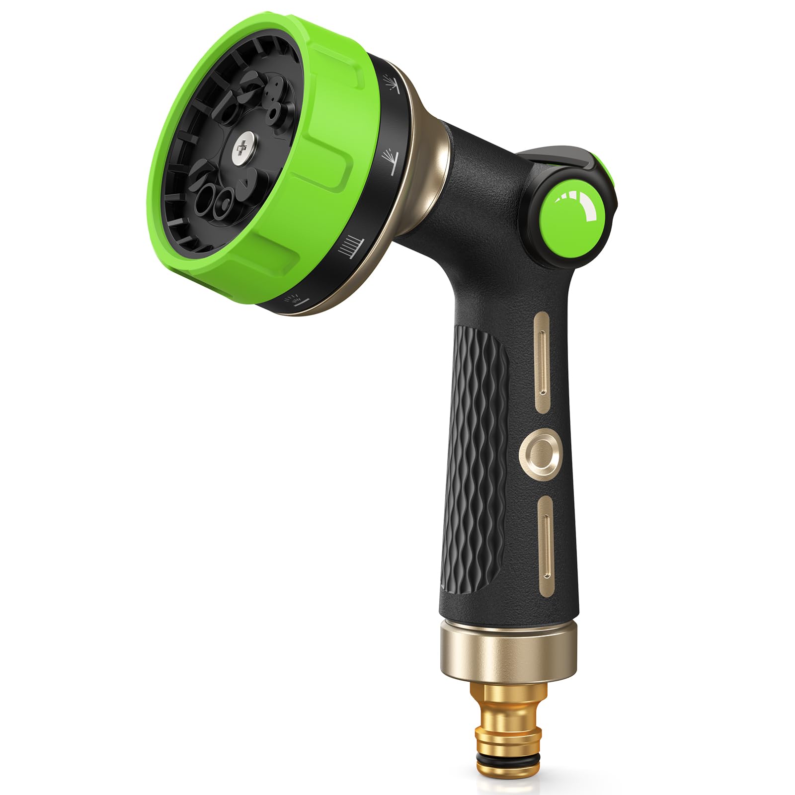 RAINPOINT Hose Pipe Spray Gun, 10 Patterns, Heavy Duty Metal Garden Hose Spray Gun with Thumb Flow Control, High Pressure Hose Nozzle Sprayer for Watering Plants, Lawns, Car and Pet Washing, Yellow — view 10