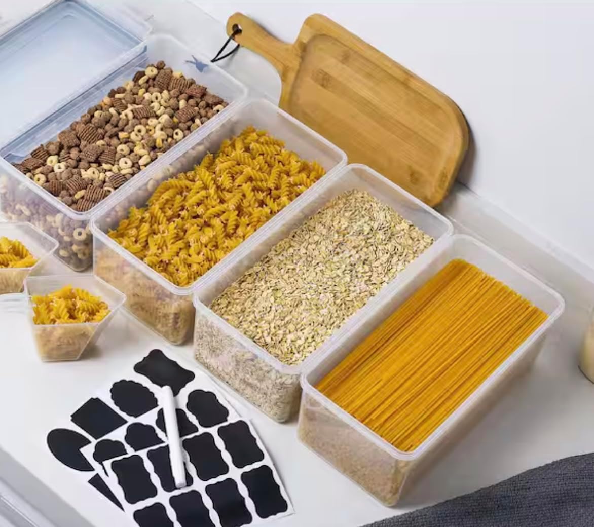 Set of 4 White Plastic Storage Containers with Lids JC91693