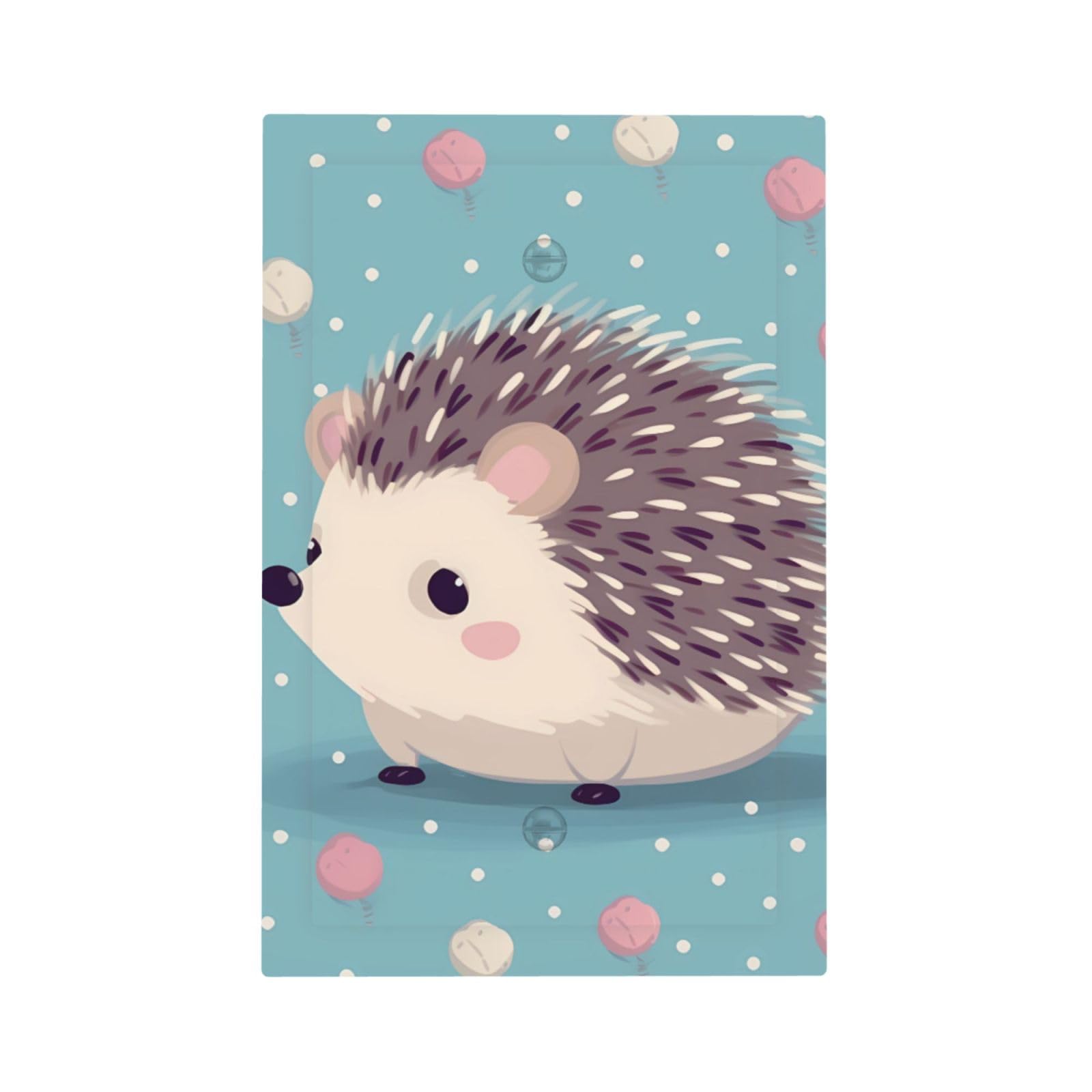 1-Gang Decorator Wall Plate Hedgehog Polkadot Light Switch Cover Single Gang Receptacle Outlet Wall Plate Mid Size 5" x 3" Wallplate Unbreakable Polycarbonate Outlet Faceplates Covers