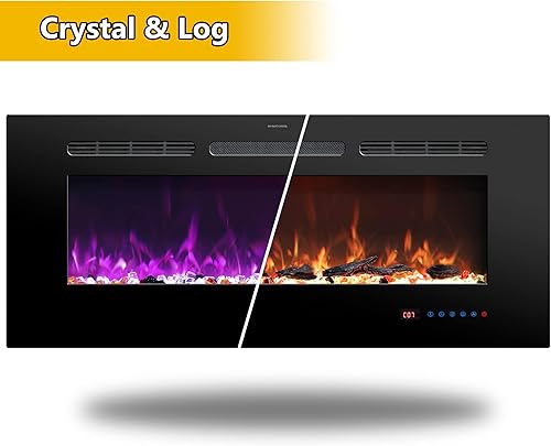 Miniatura 8 de Rodalflame Insertos de chimenea eléctricos de 50 pulgadas calentador de chimenea empotrado y montado en la pared para uso en interiores con control
