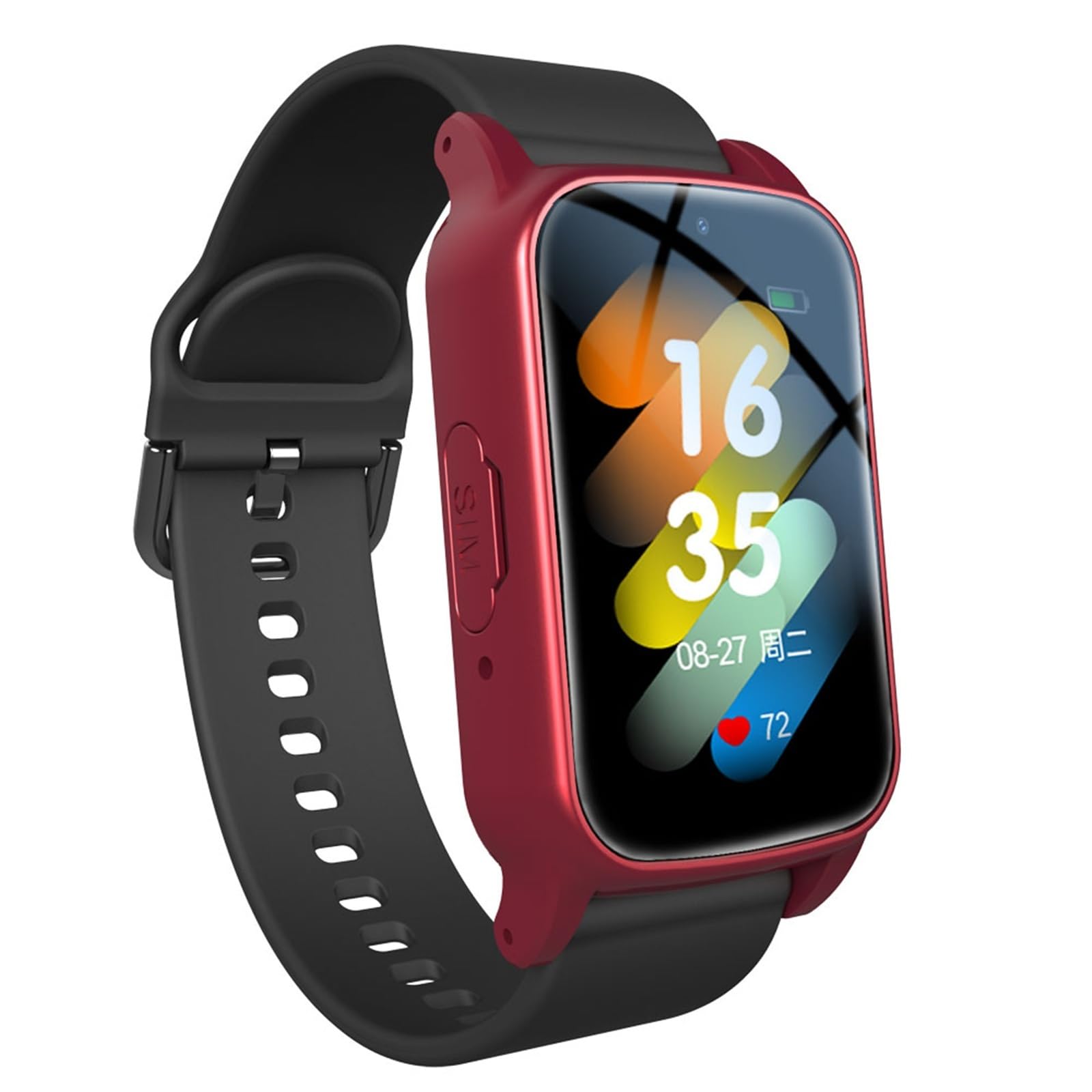 Mothdust Orologio Intelligente Rilevamento Cadute per Anziani, Localizzatore GPS Bracciale Chiamata Emergenza SOS per Demenza Alzheimer Autismo, Dispositivo di Sicurezza Impermeabile(Red)