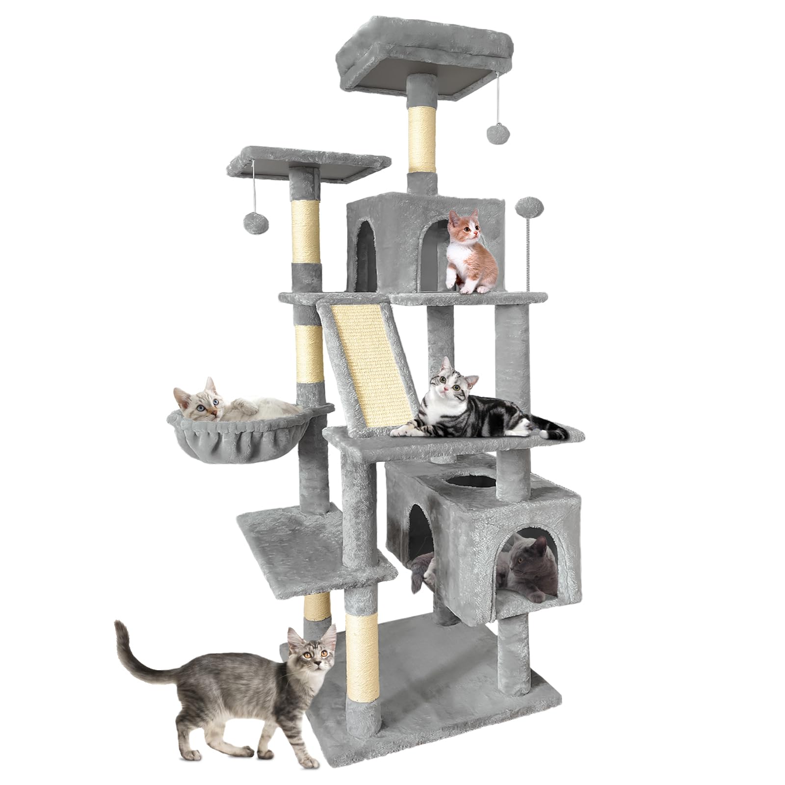 Tour pour chat contre l'ennui avec niche de repos et griffoir en sisal doux