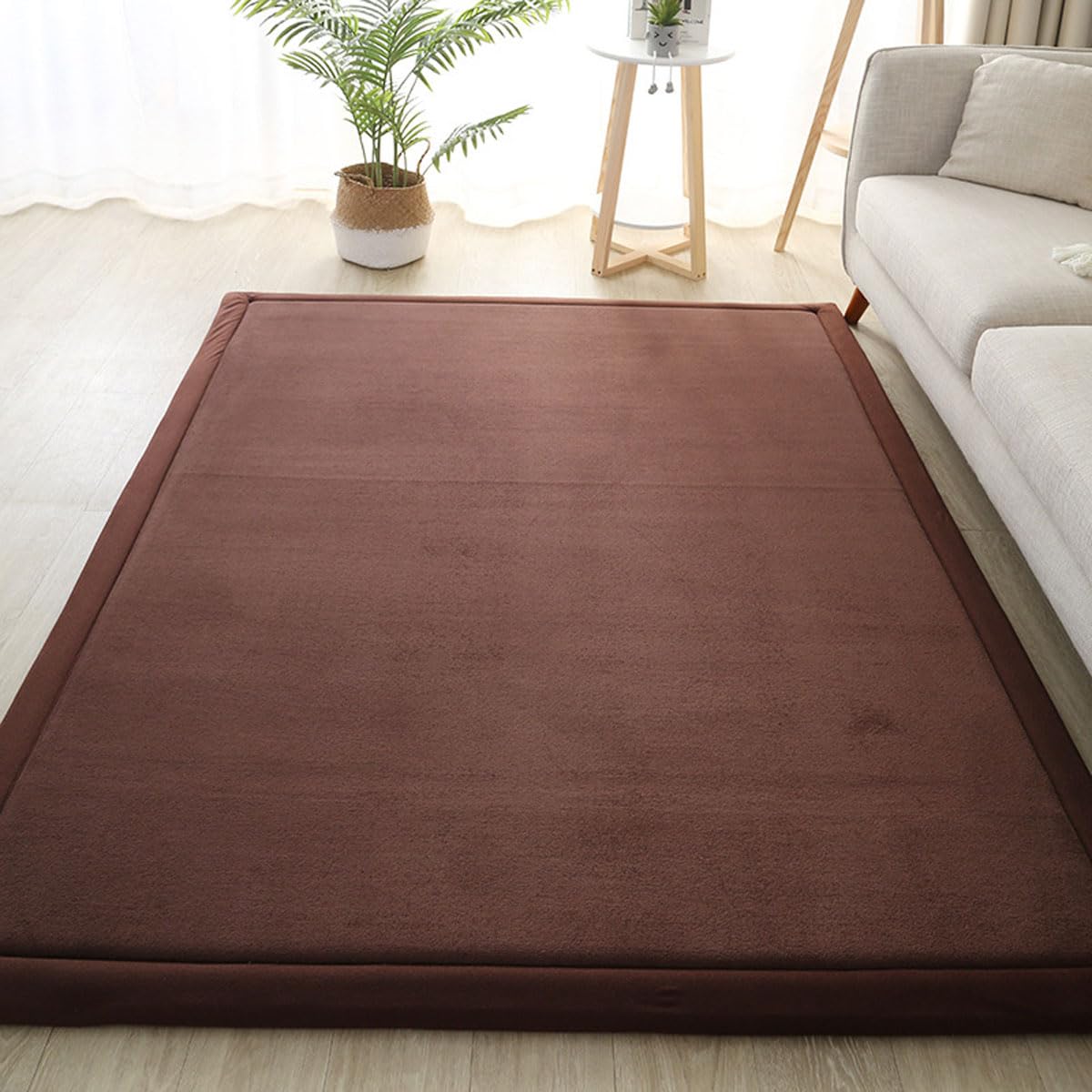 Dmkjdzsw Brown Play Crawling Mat For Nursery Baby, Extra Soft Activity Floor Mat For Kids Playroom Bedroom-150 * 200Cm