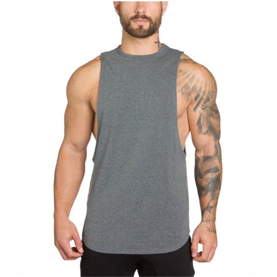 Buy YeeHoo Men's Fitted Muscle Stringer Vest Cut Open Sides Workout Tank Tops Gym Bodybuilding T