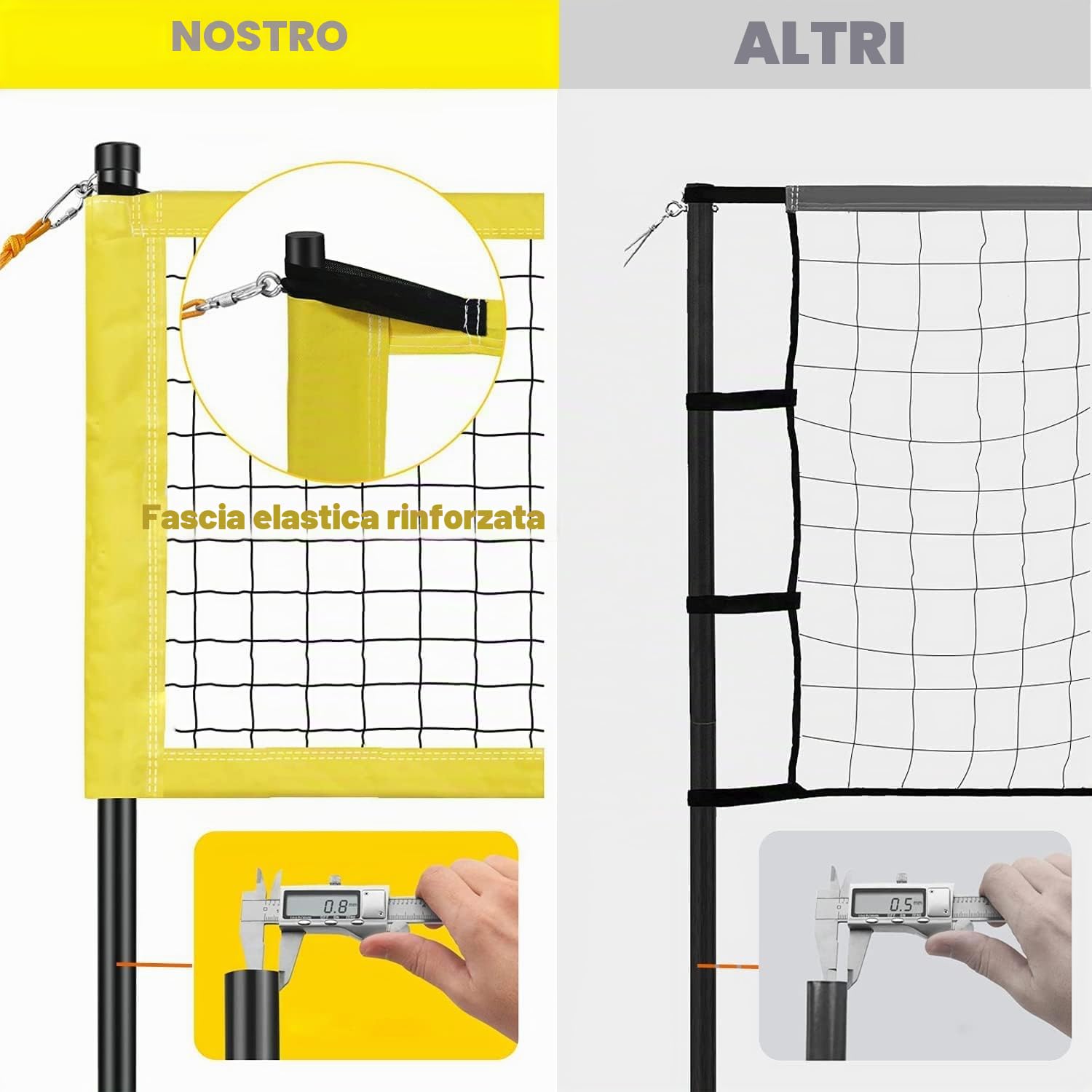 Yoving Set di rete professionale per pallavolo, 9,5 m, altezza regolabile, set completo con pali in acciaio, marcatura sul campo e pallavolo, con borsa per il trasporto per spiaggia, giardino e sport