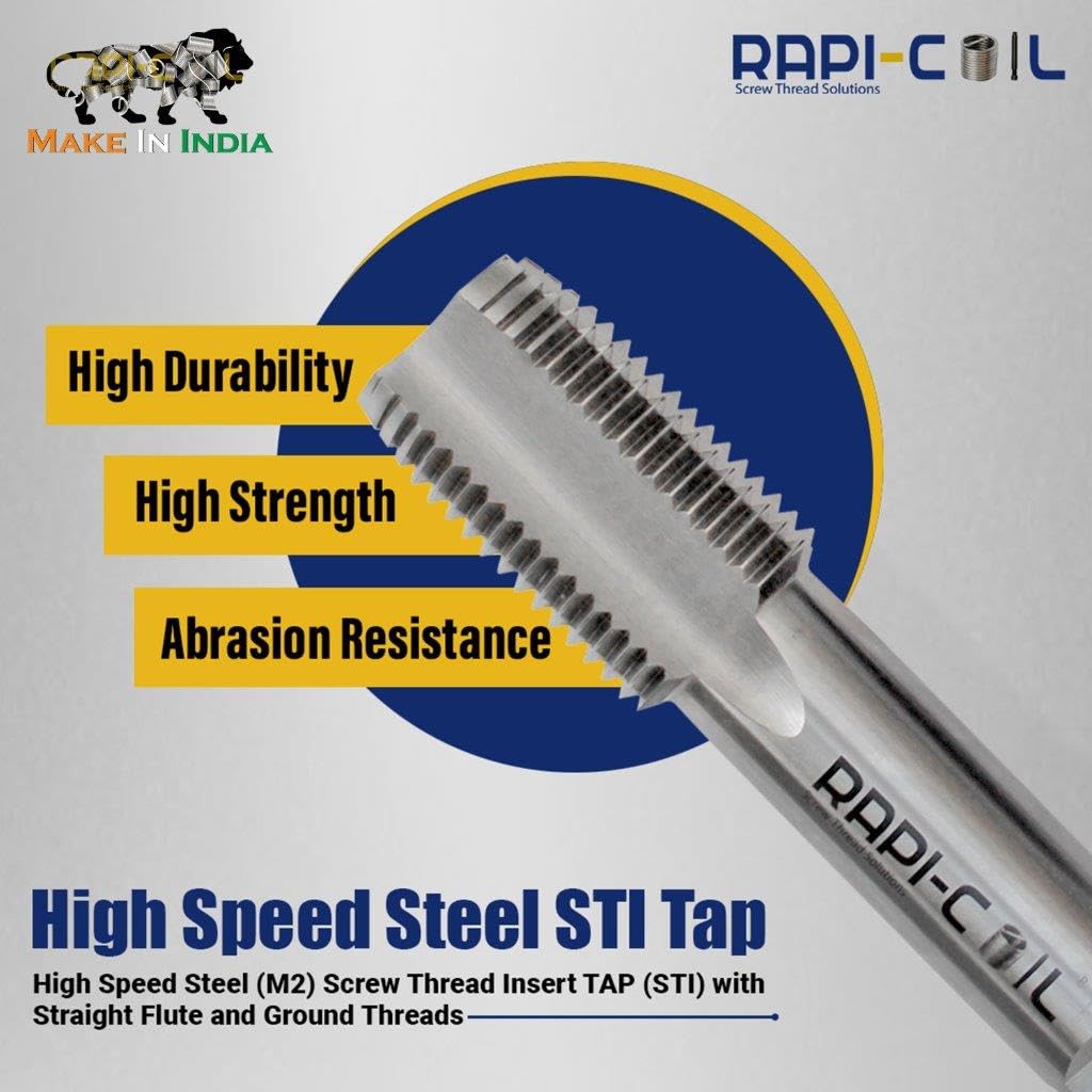 7/16-14 UNC Thread Repair Helicoil Kit, HSS M2 Tap & Drill, SS 304 Wire Inserts - Made in India
