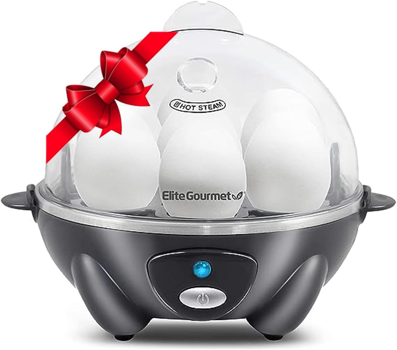 Elite Gourmet EGC710DKG Rapid Egg Cooker, 7 Easy-To-Peel, Hard, Medium, Soft Boiled Eggs, Poacher, Omelet Maker, Auto Shut-Off, Alarm, 16-Recipe Booklet, BPA-Free, Ash