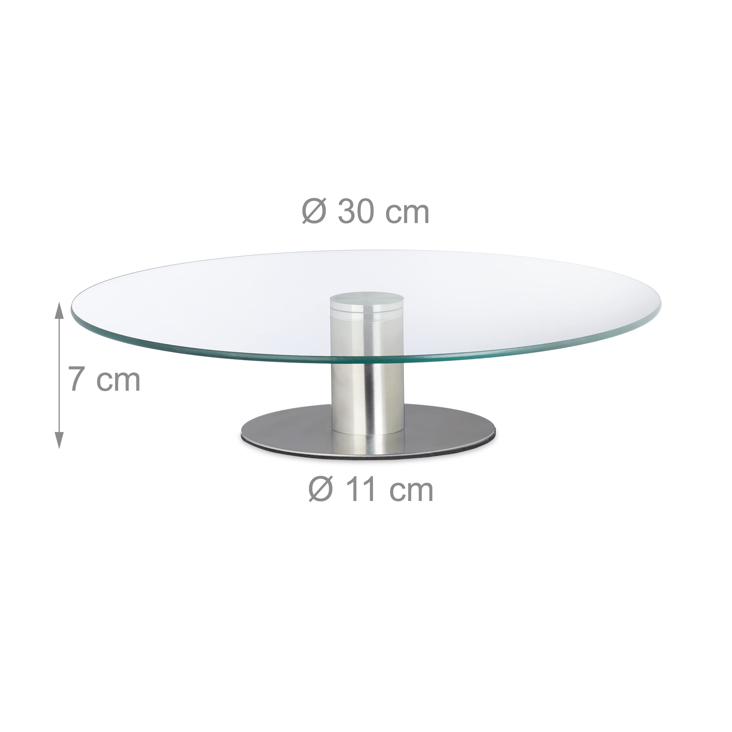 Relaxdays Set 2 Piatti Rotanti Per Torte In Vetro 30 Cm Girevoli 360° Antiscivolo - 3