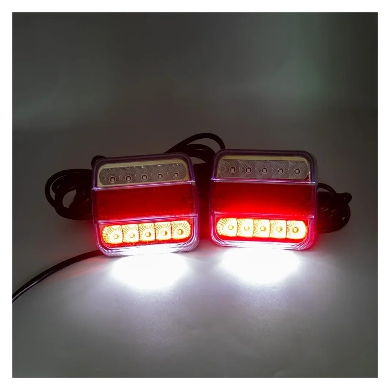 Lámpara Trasera Aftermarket Luz Trasera Remolque 12V 14 LED Cable 10m Lámpara Freno 7 Pines Reflector Placa Matrícula 1 Juego Faro Trasero LED