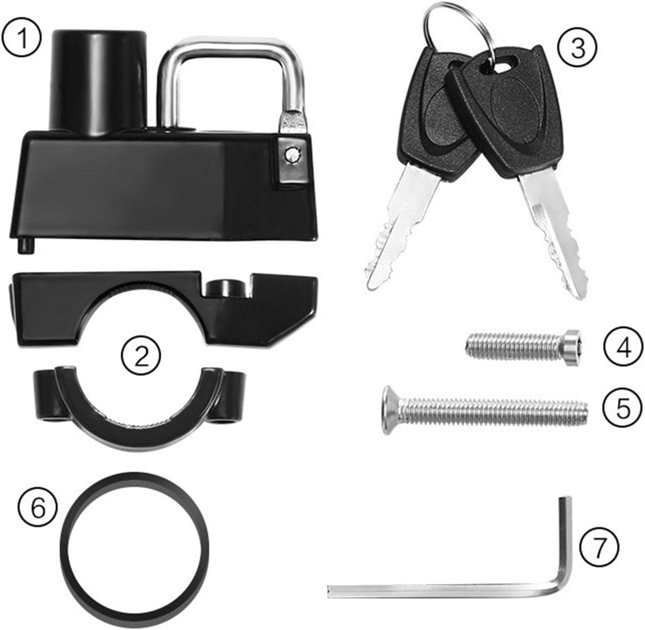 ユニバーサルモーターサイクルヘルメットロック,ユニバーサルオートバイヘルメットセキュリティロック南京錠 - バイクスクーターストリートバイク用の盗難防止ロック、ヘルメットを固定