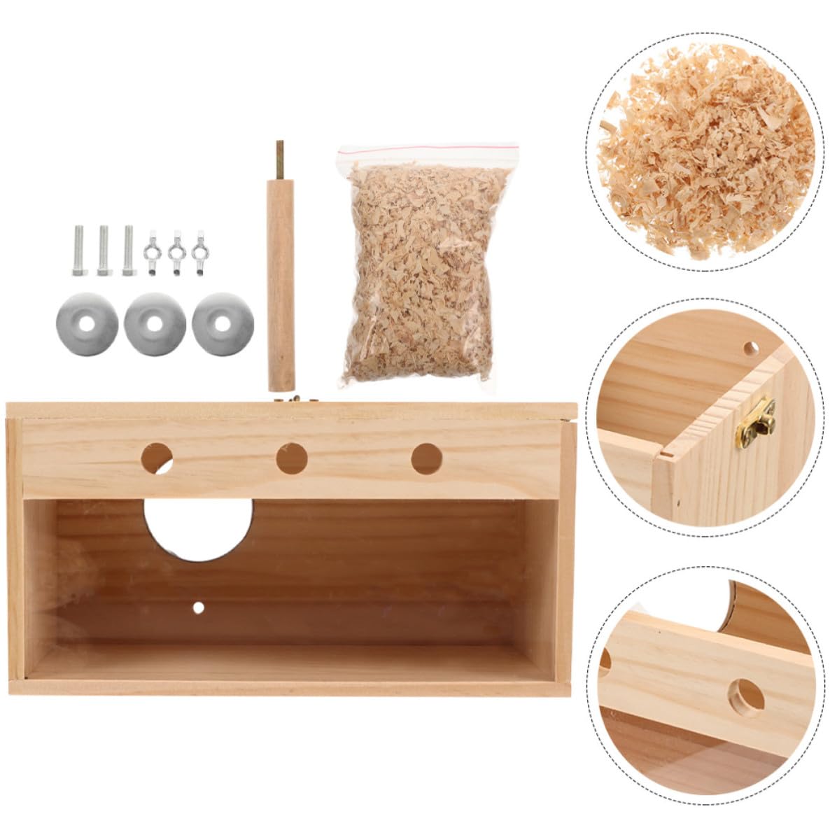 VICASKY Caja Nido Fácil de Limpiar y Cálida para Pájaros de Madera Beige Adecuado para Cría de Agapornis en Ambientes Interiores y Exteriores