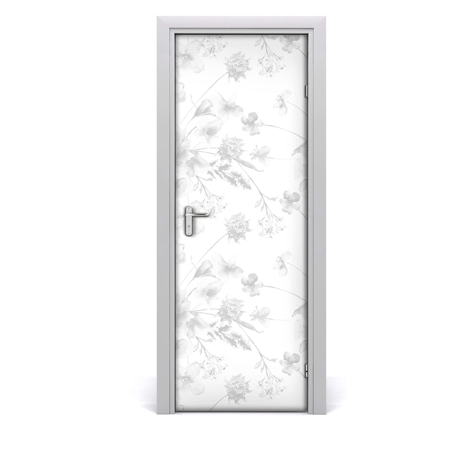 Papier peint sur la porte fleurs pour créer un salon nature unique