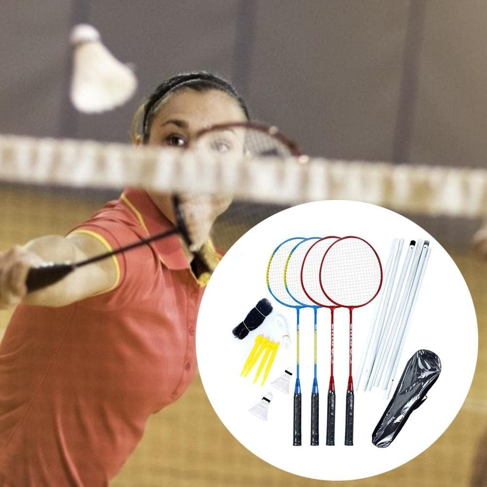 4pcs Professional Badminton Rackets Set Family Double Badminton Racquet Lightest Playing Badminton with Badminton net Rack