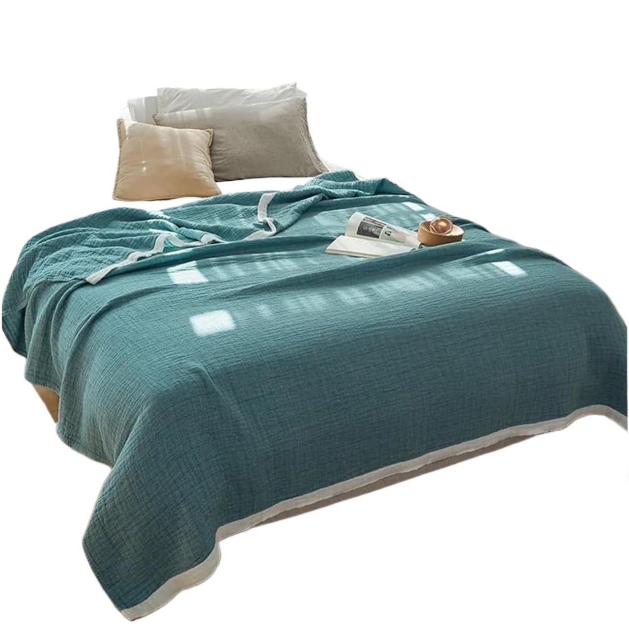 FIgpmwld Cotton Muslin Throw Blanket Summer Multicolor Multiple Sizes(Color6,150x200cm)