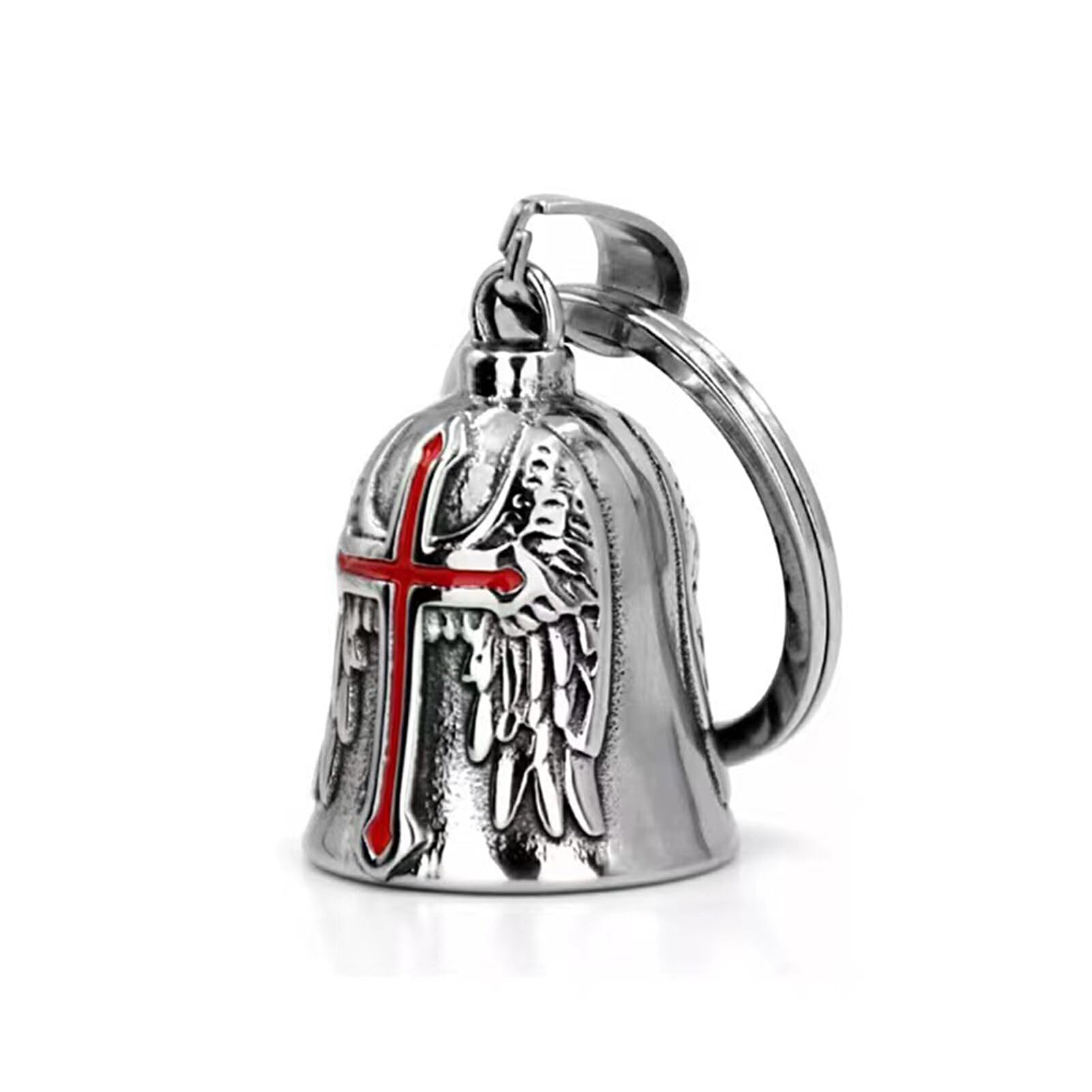 Biker Bell Glocke Metall Anhänger Motorrad Kreuz Flügel Glücksbringer Schwarz