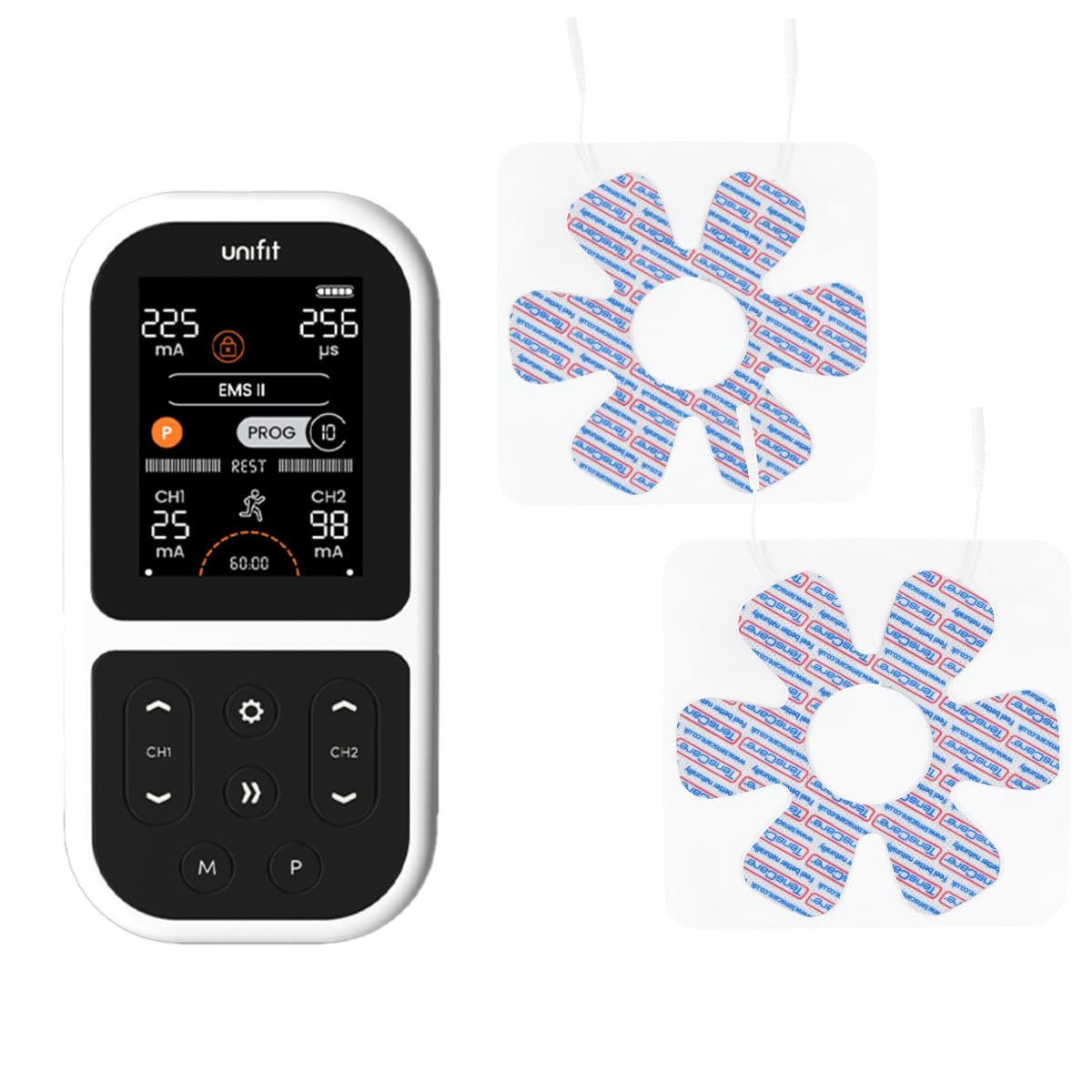 TensCare Unifit Bundle – Elettrostimolatore TENS, EMS e Massaggio Muscolare Ricaricabile + Elettrodi TENS SF150 per Ginocchia, Spalle, Gomiti e Articolazioni Autoadesivi Riutilizzabili