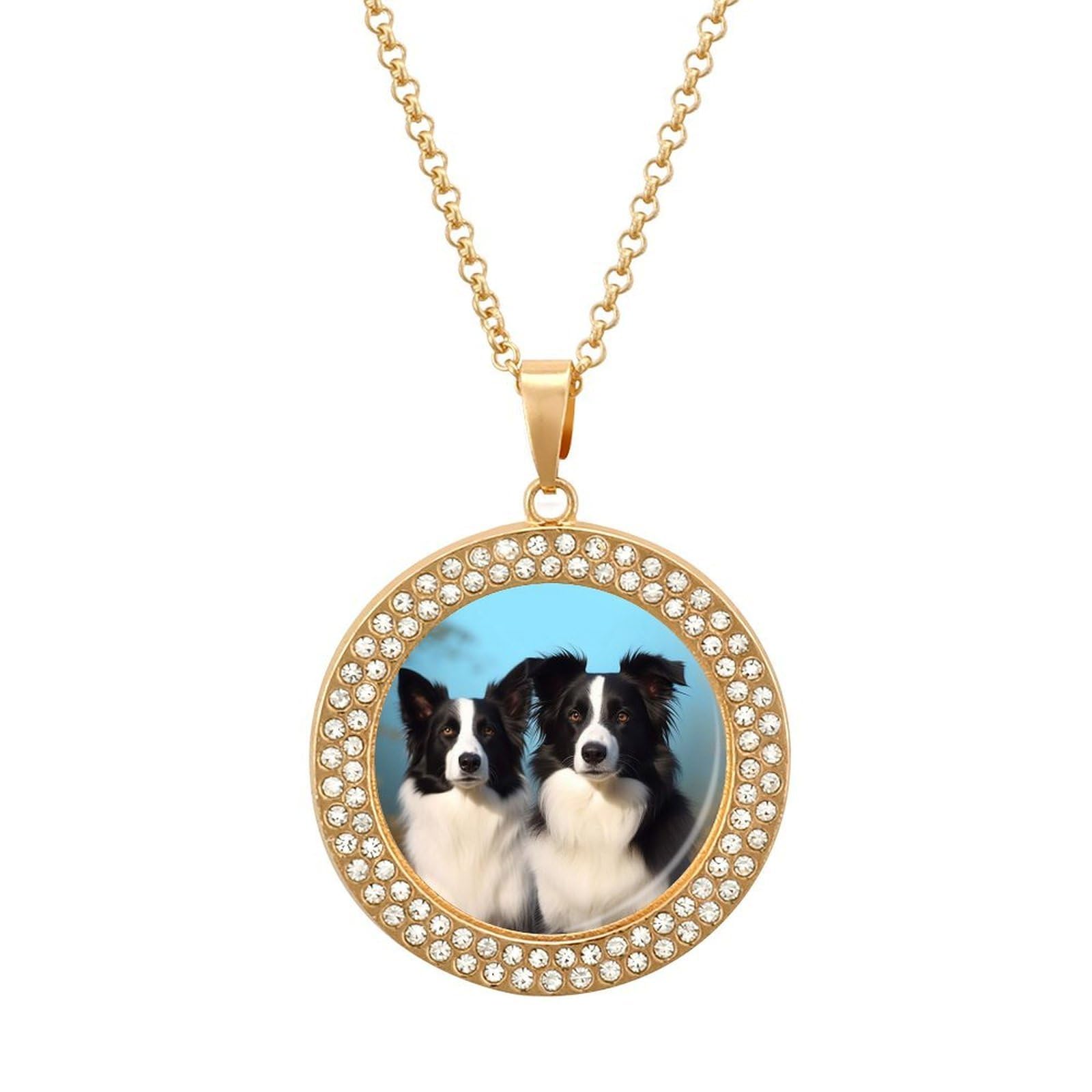 Border Collie Necklaces for Women Pendant Necklace golden-Border Collie