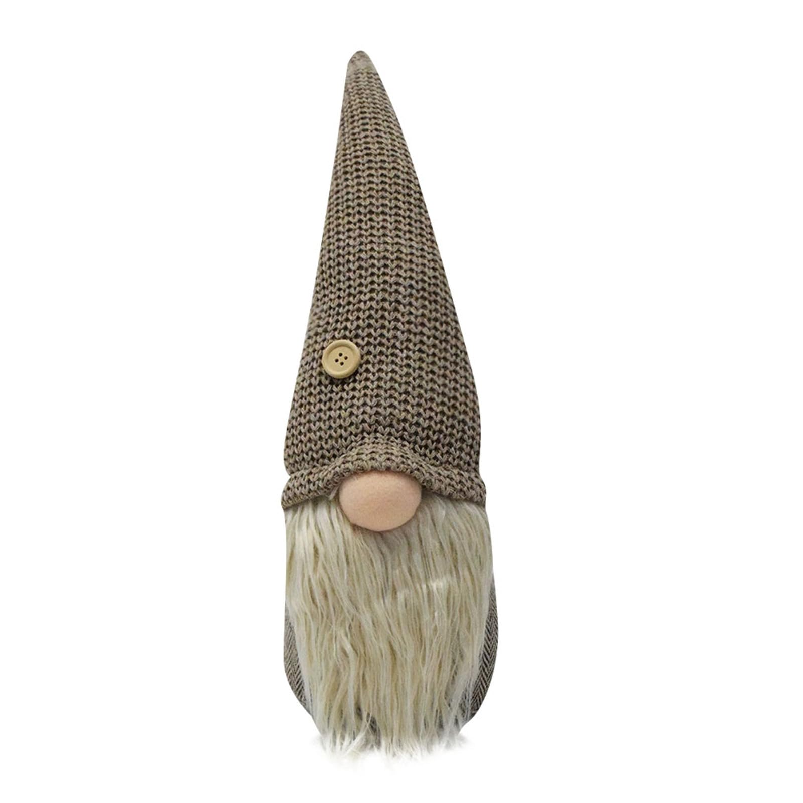 Christmas Decorations Gnome Ornament Faceless Doll Handmade Knitted Dwarf Figurine for Tabletop (Brown, 52x15cm)