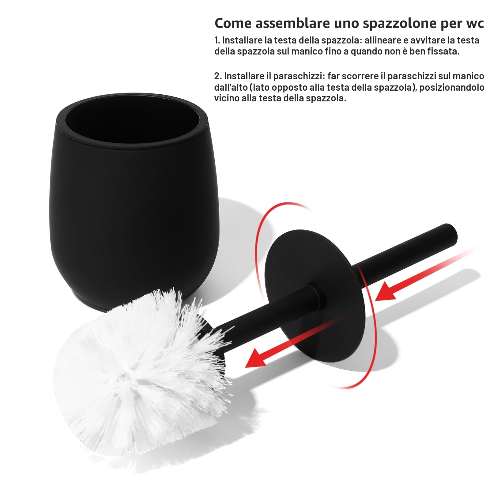Set Bagno Accessori Completo Nero, Set Accessori Bagno Moderno include Cestino Bagno, Portaspazzolino, Set Scopino WC e Dispenser Sapone, Vassoio da Vanity (Nero)