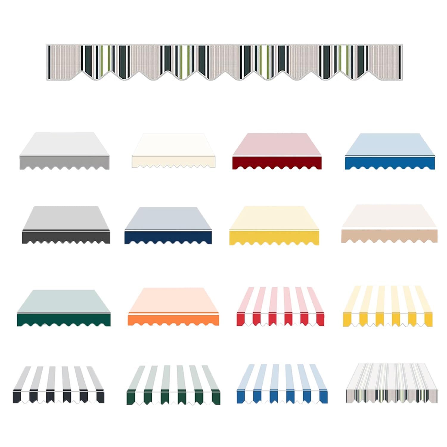 Awning Replacement Fabric Valance, Waterproof UV protection Canvas Cover, Sun Shade Shelter Solid or Striped Valance Canopy with Spline for Terrasse Patio Garden Balcony(White Stripe,350cm)