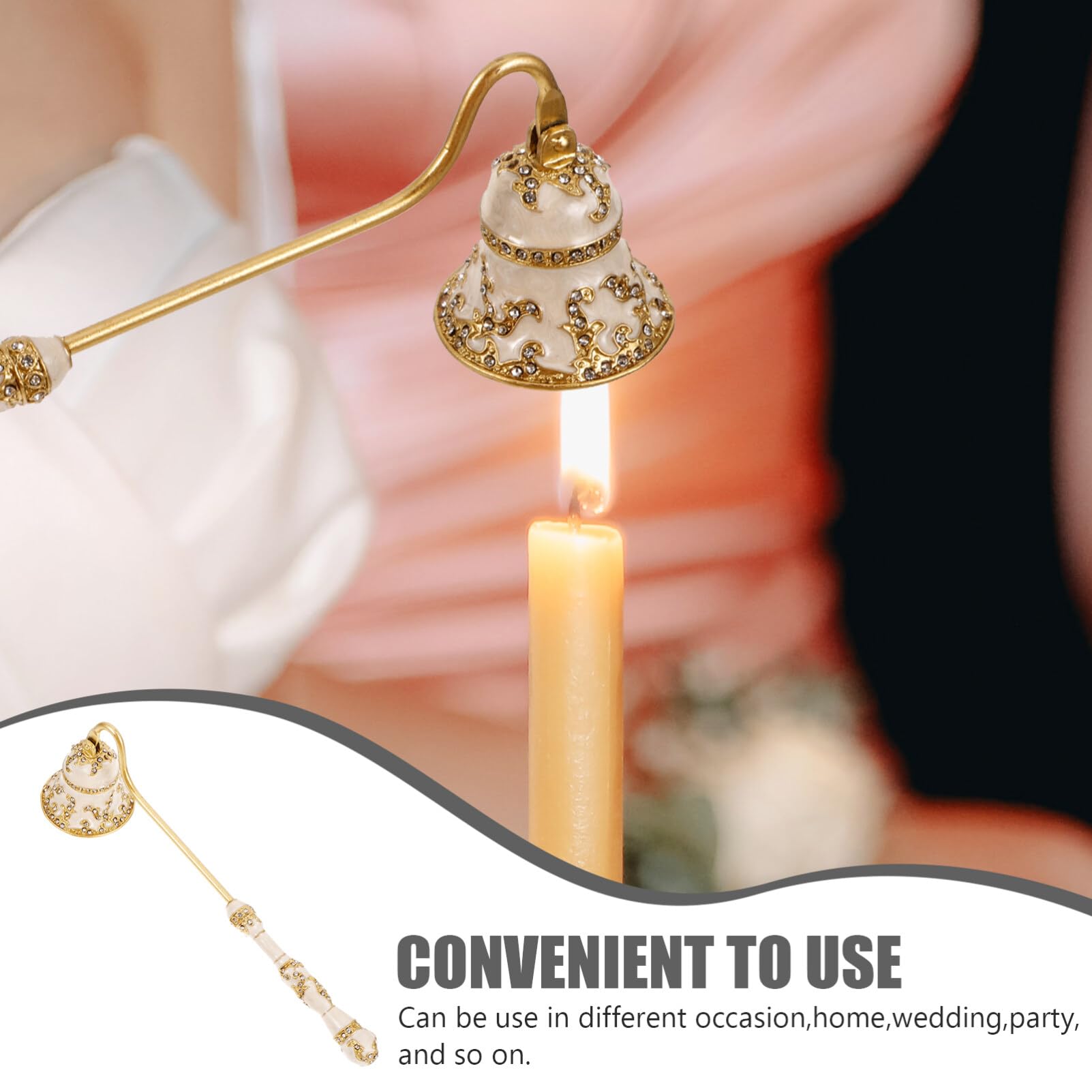 HOODANCOS Candle Snuffer, Elegant Candle Extinguisher with Long Handle, Candle Stopper for Putting Out Candles Flame Safely, Wick Flame Snuffer(7 x 2 in)