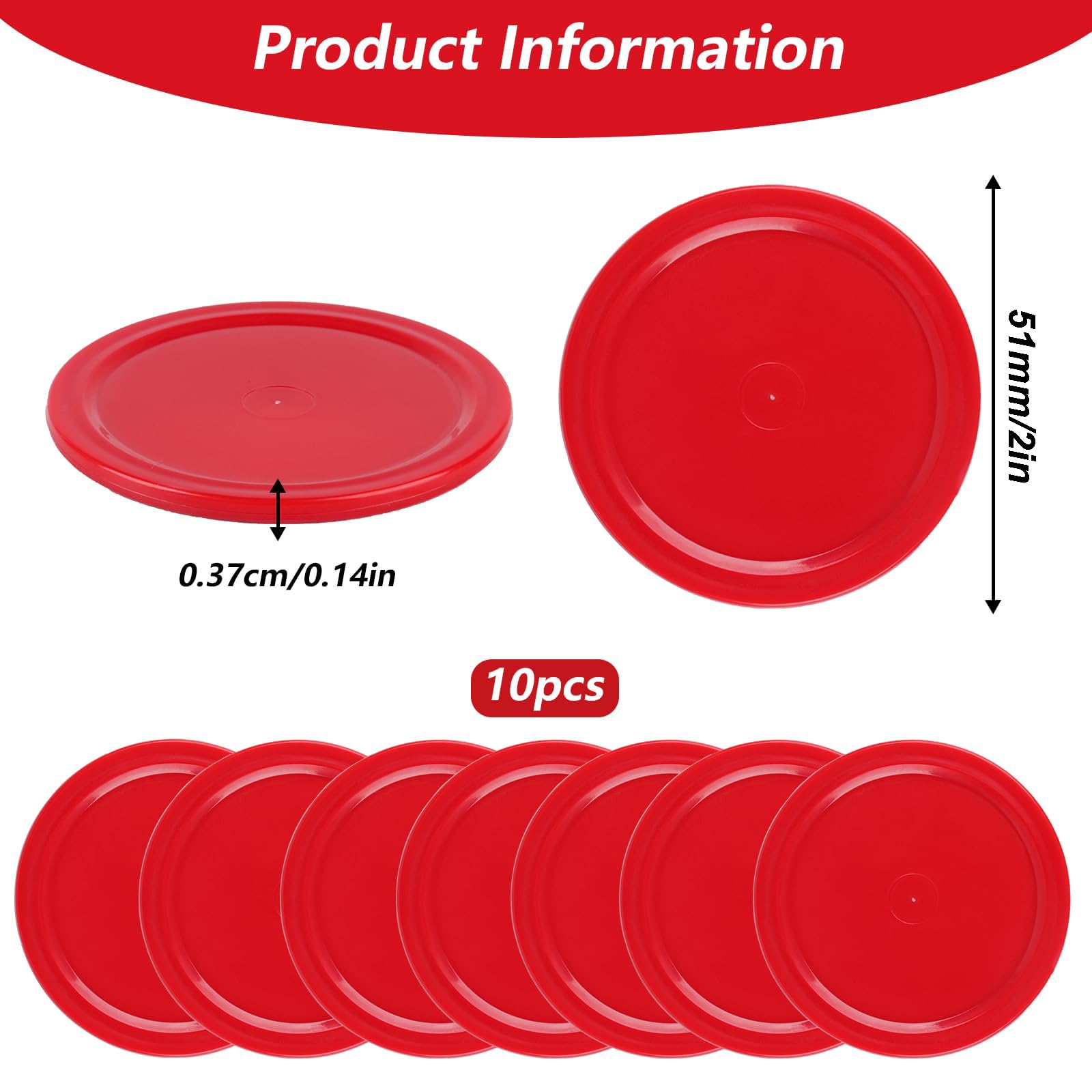 ZYWQ Air Hockey Set - 2 Air Hockey Pushers & 4 Pucks for Mini Tables, Red - Image 2