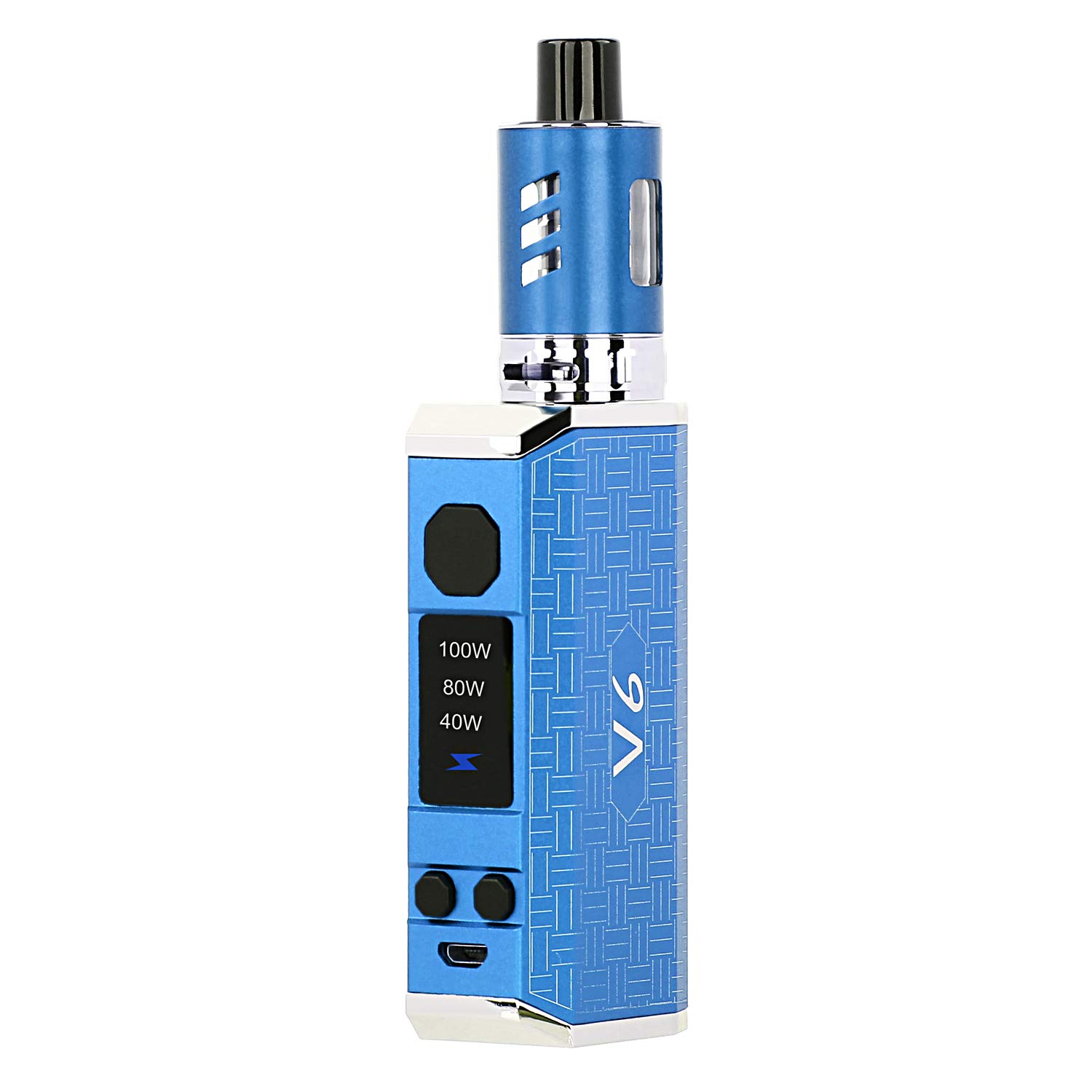Discoball100W Vape Kit, 3 Levels Adjustable Power E Cigarettes, 2600mAh Battery Mods with LED Indicato Light, 2.0ml Atomizer, No Nicotine(Blue)