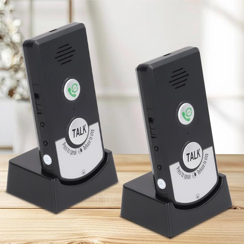 Interfonos para Casa, 1000M Interfono Inalambrico de 2 Vías, Intercomunicador Casa para Interiores con Luz Indicadora y Batería Para Casa, Oficina, Aula