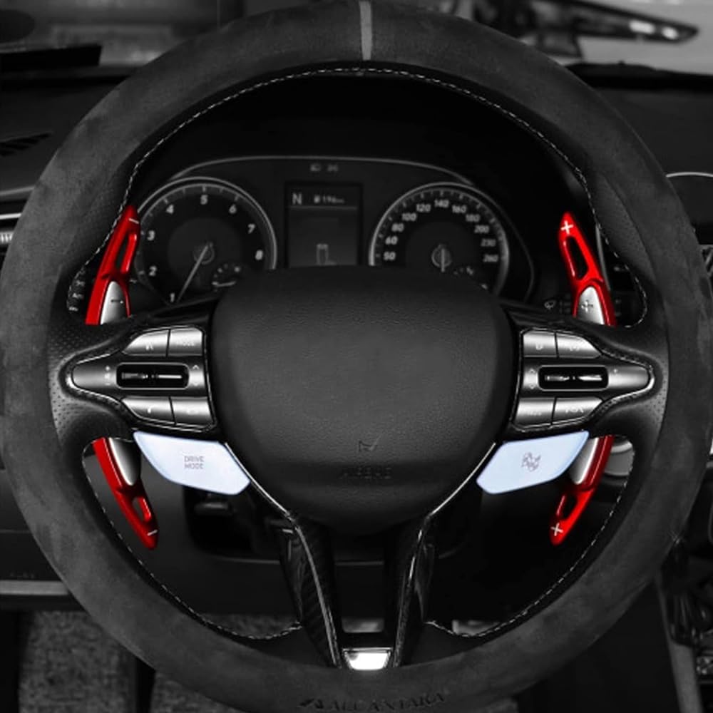 ontto Auto Lenkrad Schaltwippen Verlängerung Schaltpaddel Passt für Hyundai I30 Wagon N Line Veloster Kona Elantra Avante GT CN7 2019-2024 Schalthebel Metall Shift Paddle Shifter Erweiterung-Rot