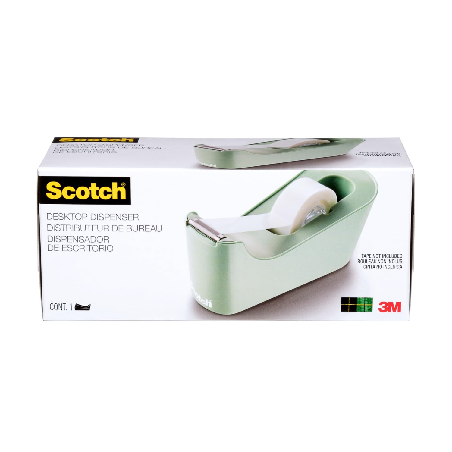 Scotch Dispensador de Cinta Adhesiva C18, Verde Menta + 1 Rollo Cinta Invisible 19 mm x 33 m, Rellenable