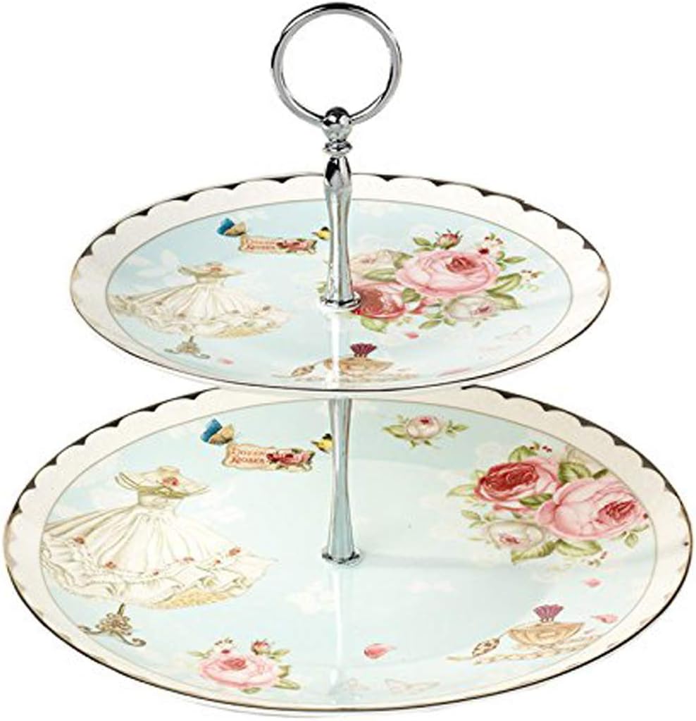 YBK Tech Bone China Tea Set- Rose and Dress Pattern, Display Plates