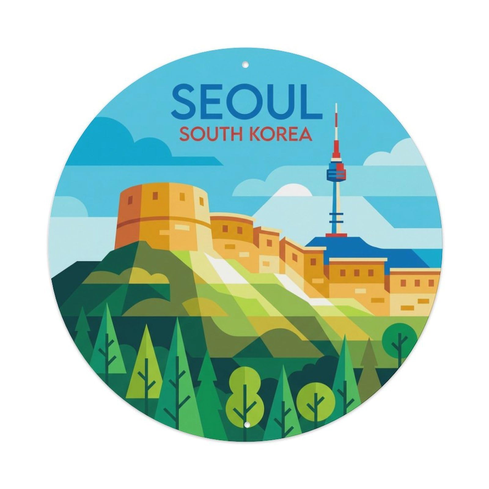 Vintage Travel Seoul Korea Shine Metal Tin Sign
