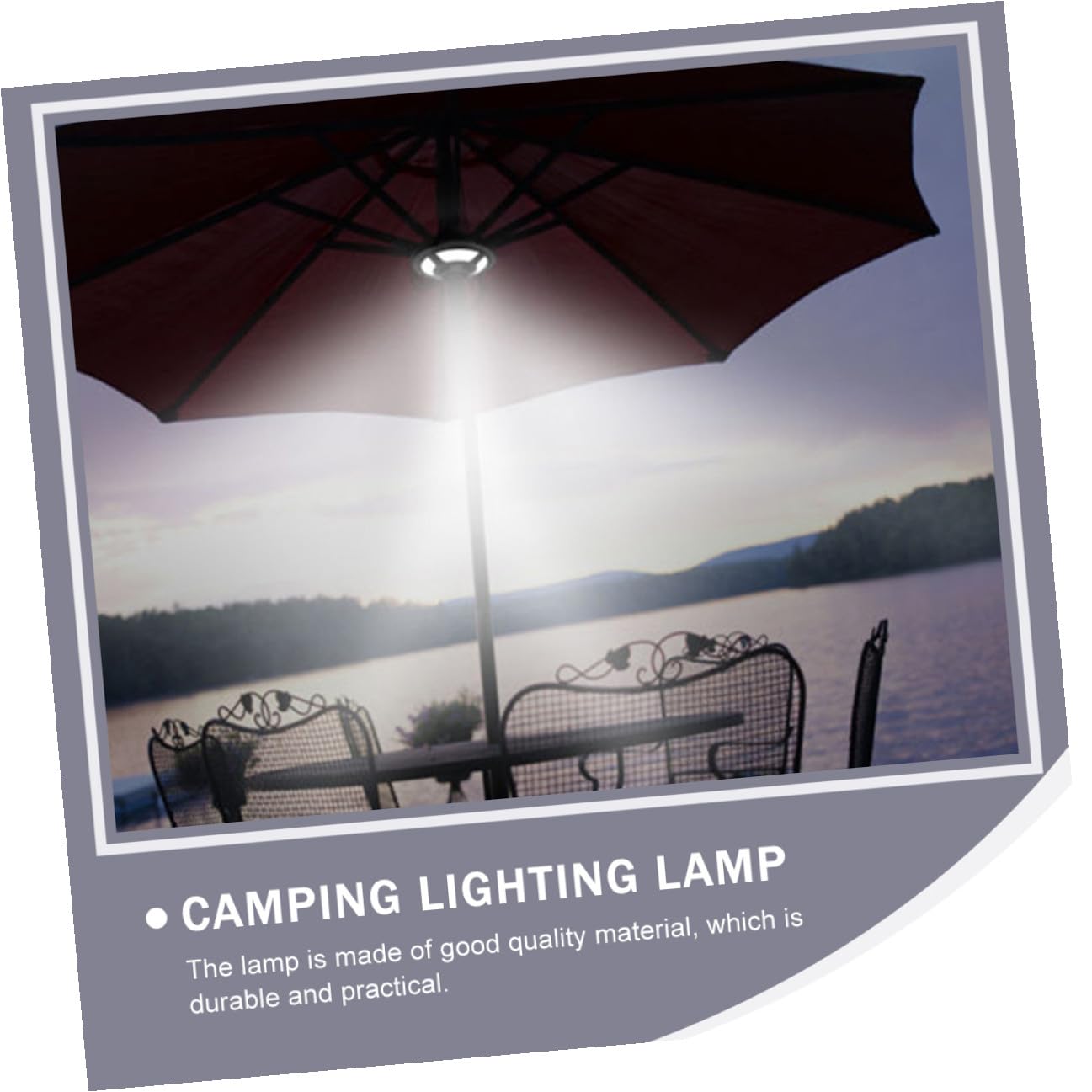 Lámpara LED de Camping para Sombrilla, Negra Luz Exterior de ABS