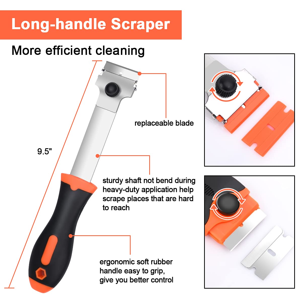 Flintronic Grattoir, Grattoir Peinture En Acier Inoxydable, Avec 24 Lames Métallique, Grattoir Plaque Vitrocéramique, Grattoir à Vitre Professionnel, Rasoir Pour Élimination De L'adhésif, Peinture