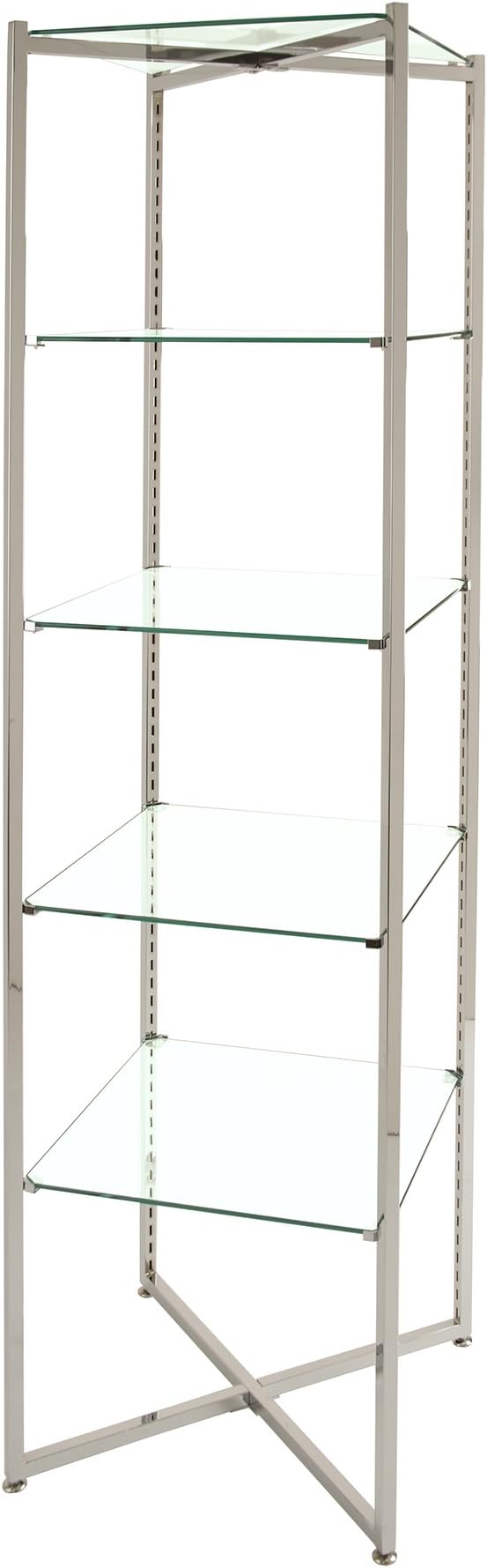 Econoco FLT68CGLSNS Folding Glass Towers with Chrome Finish, 68" H