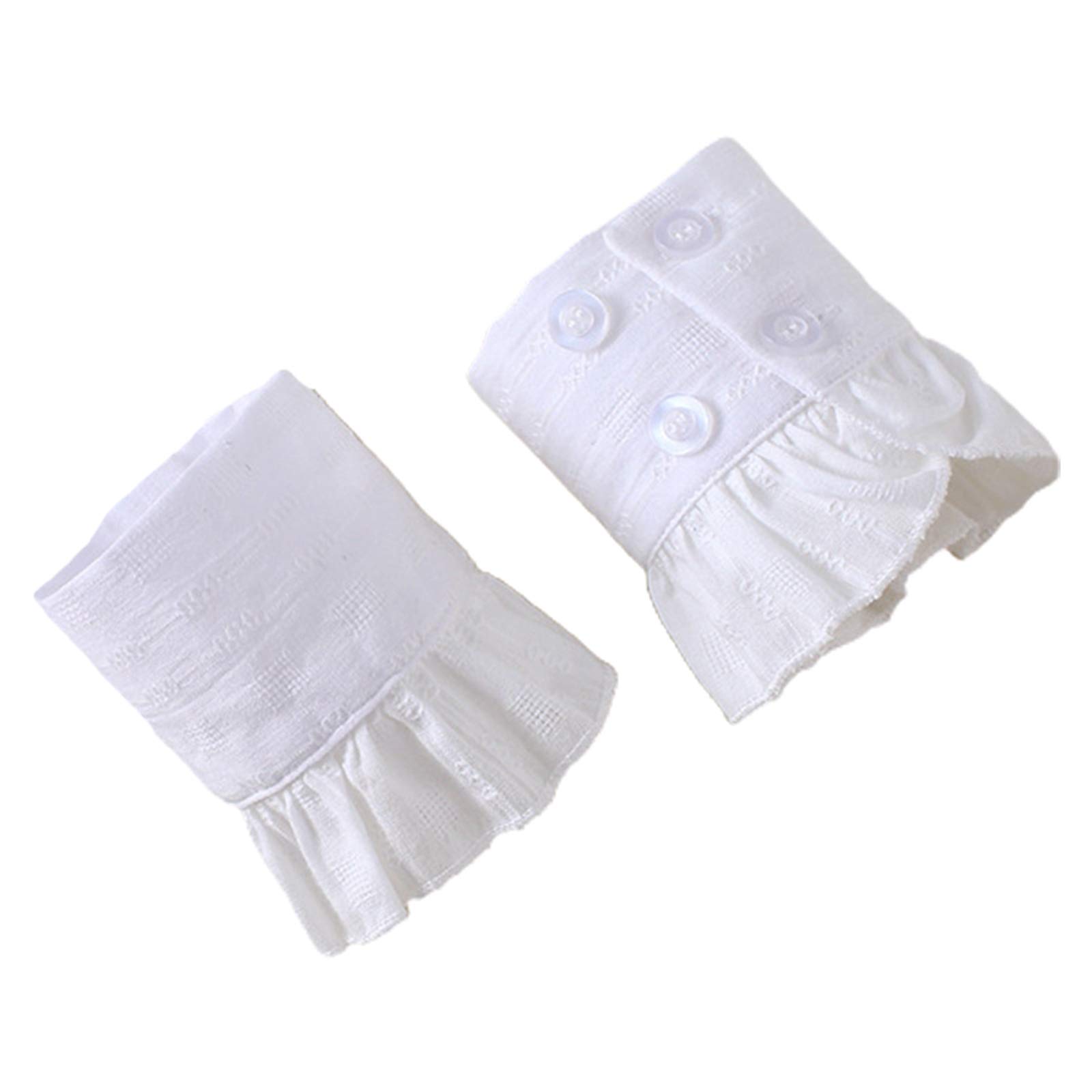 Myhose Women's White Detachable Cuffs Jacquard Chiffon Horn Cuff Pleated Ruffled Detachable Fake Sleeve Warmers